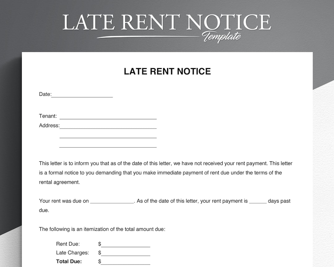 Late Rent Notice Google Docs microsoft Word Late Rent Payment Landlord Template Etsy