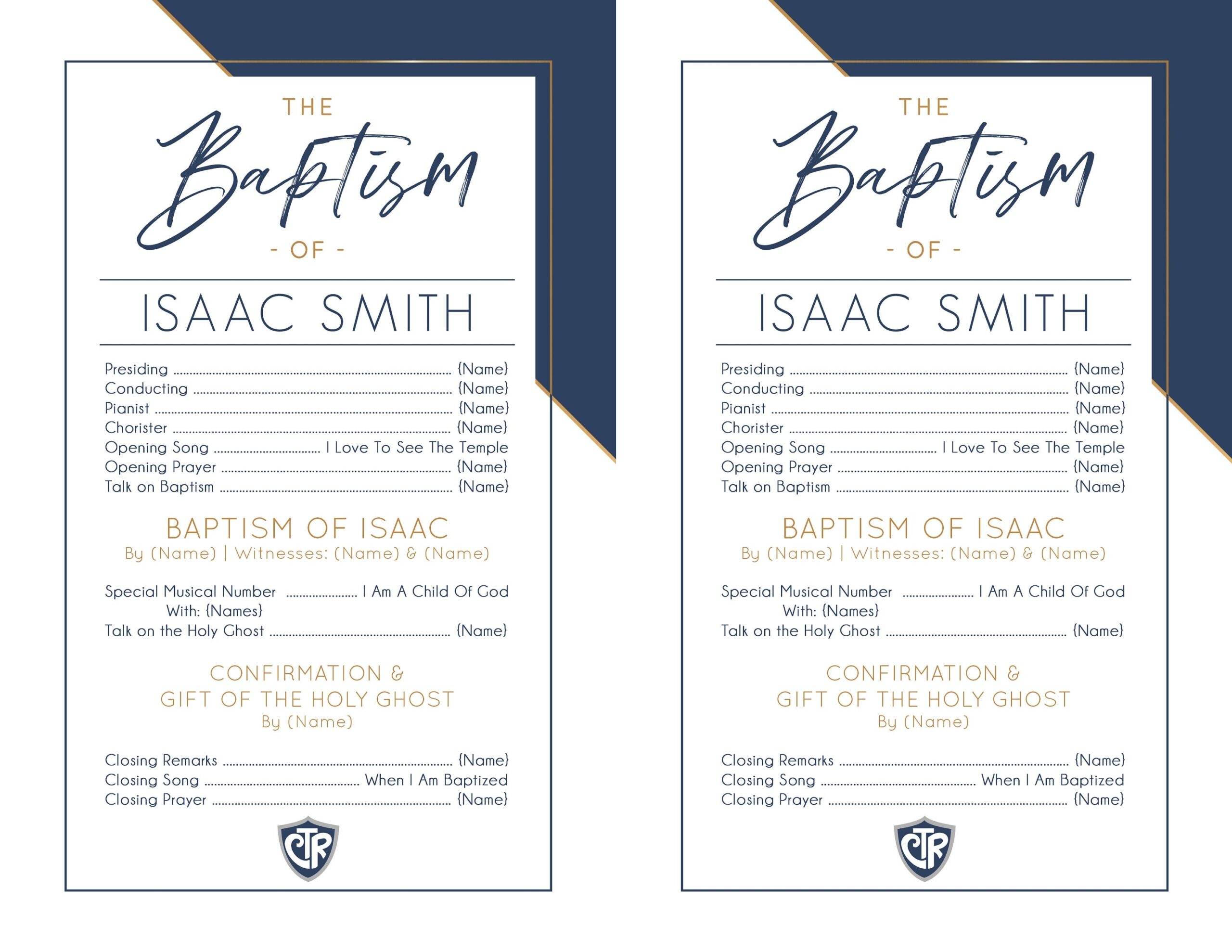 LDS Baptism Program Boy Baptism Program LDS Baptism Program Template