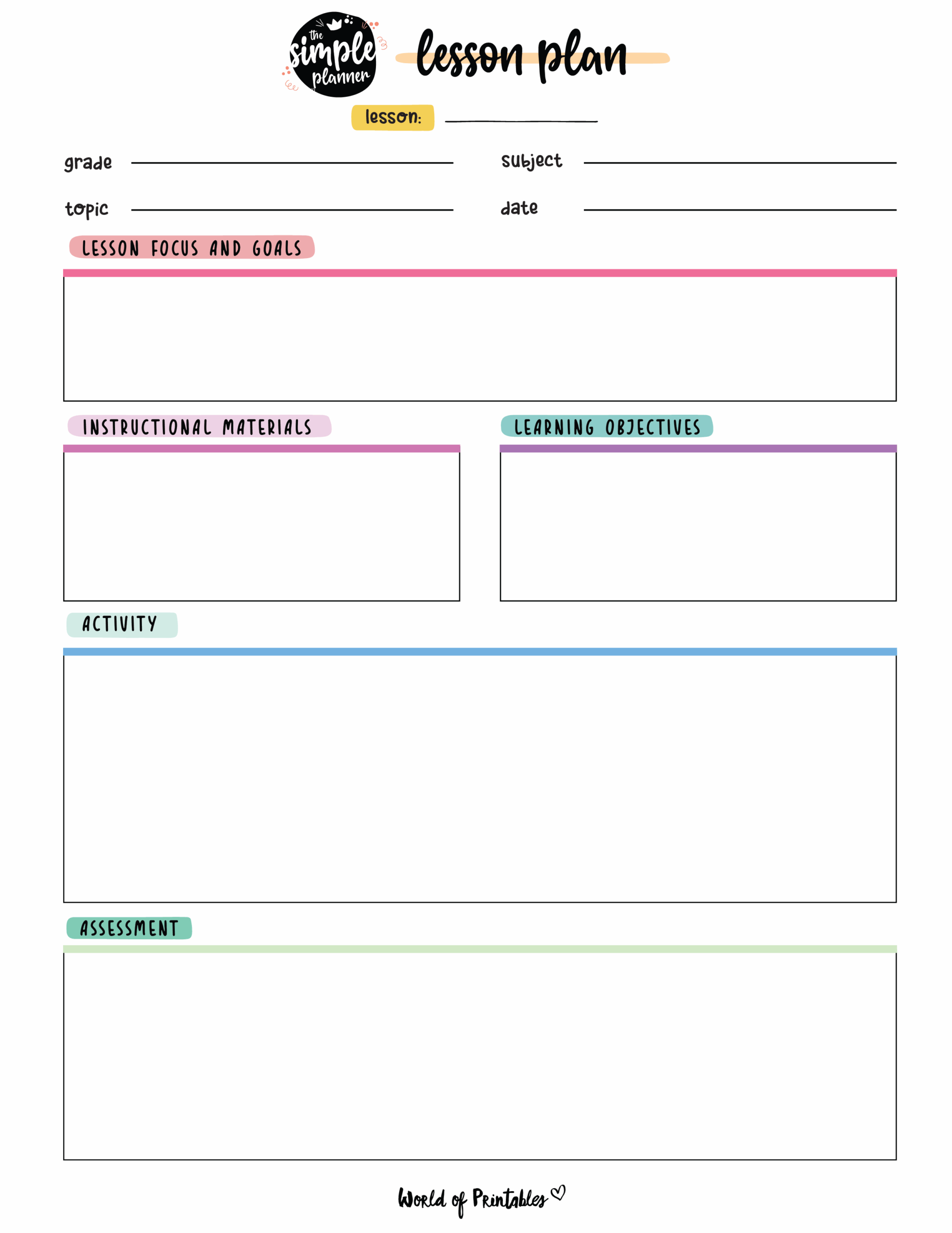 Lesson Plan Templates World Of Printables Lesson Plan Templates World Of Printables