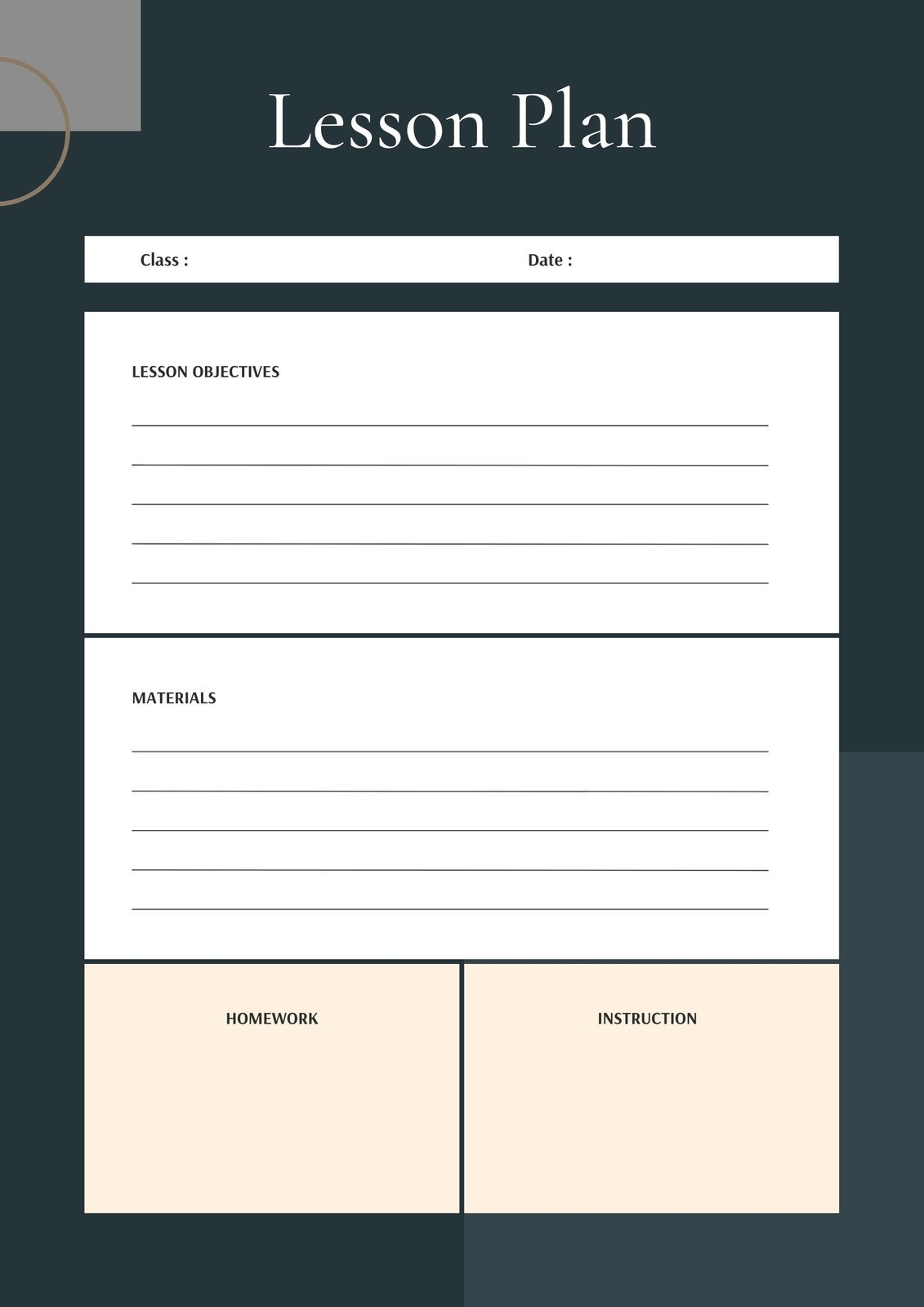 Blank Lesson Plan Template Free Printable