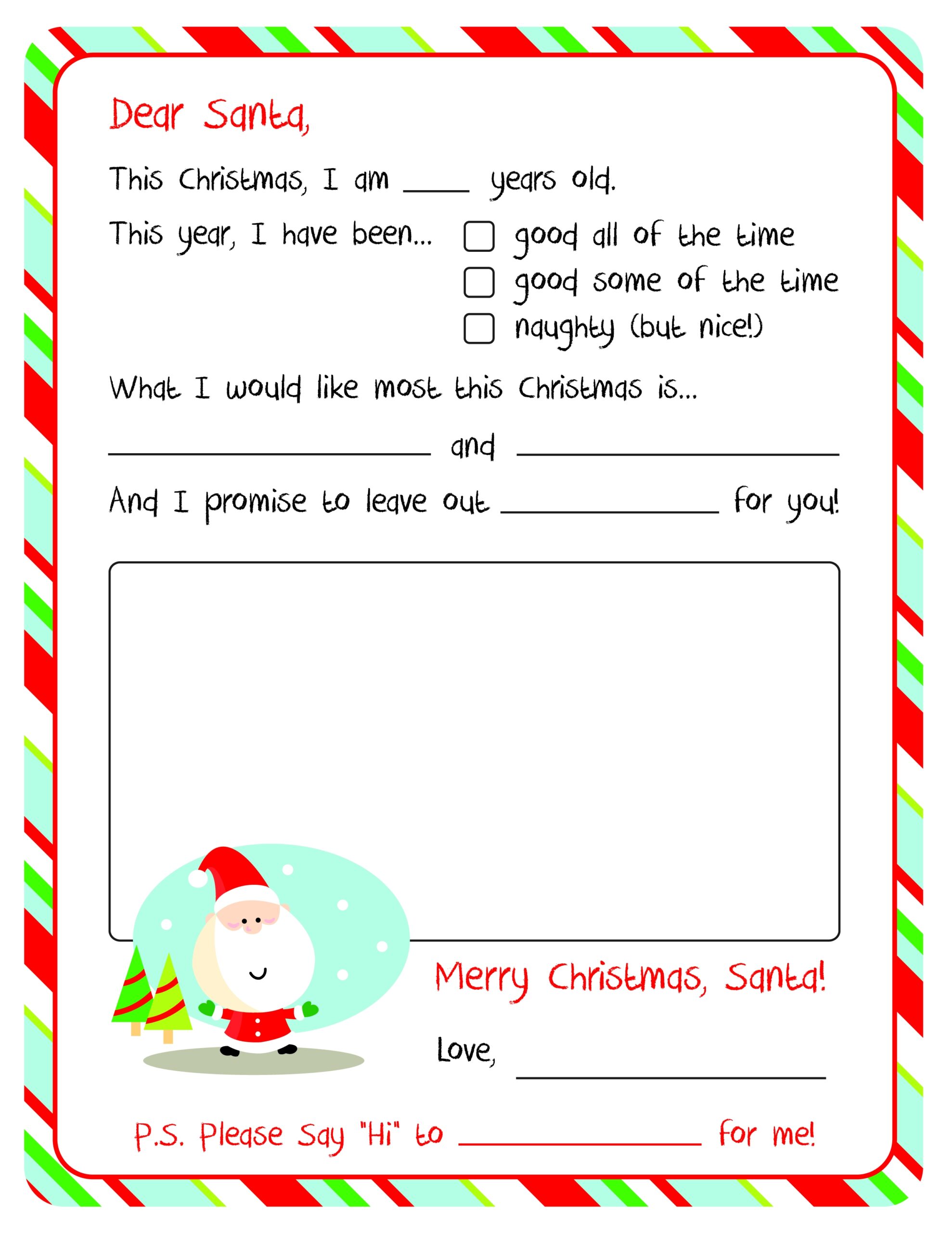 Free Printable Letter To Santa Templates