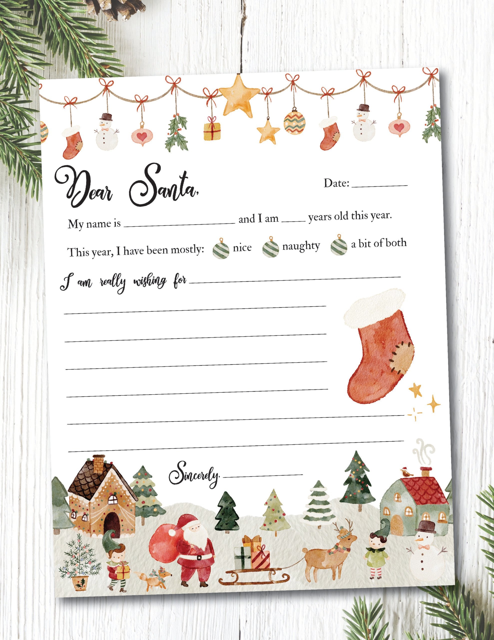 Letter To Santa Printable Template Free