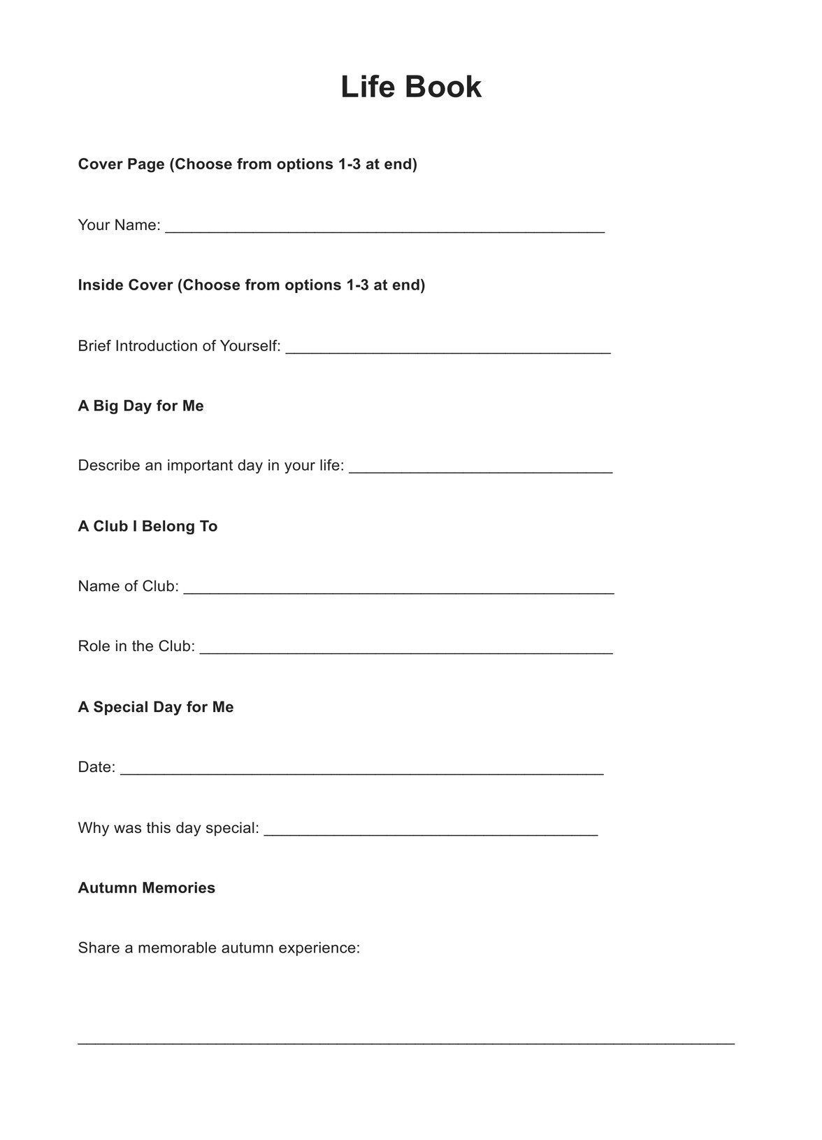 Life Book Template U0026 Example Free PDF Download Life Book Template U0026 Example Free PDF Download