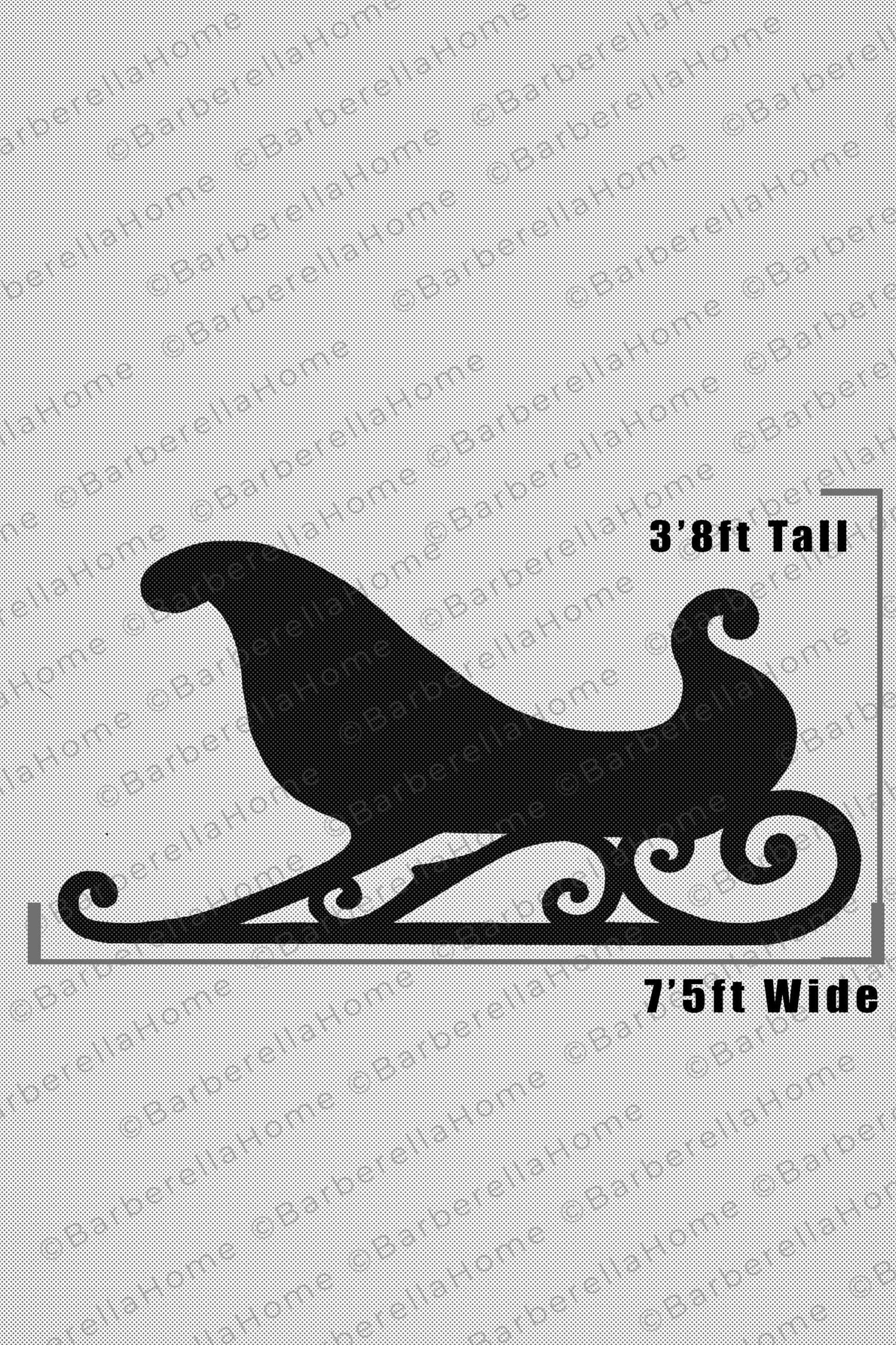 Life size 3 8ft Santa s Sleigh Template When Made Printable 