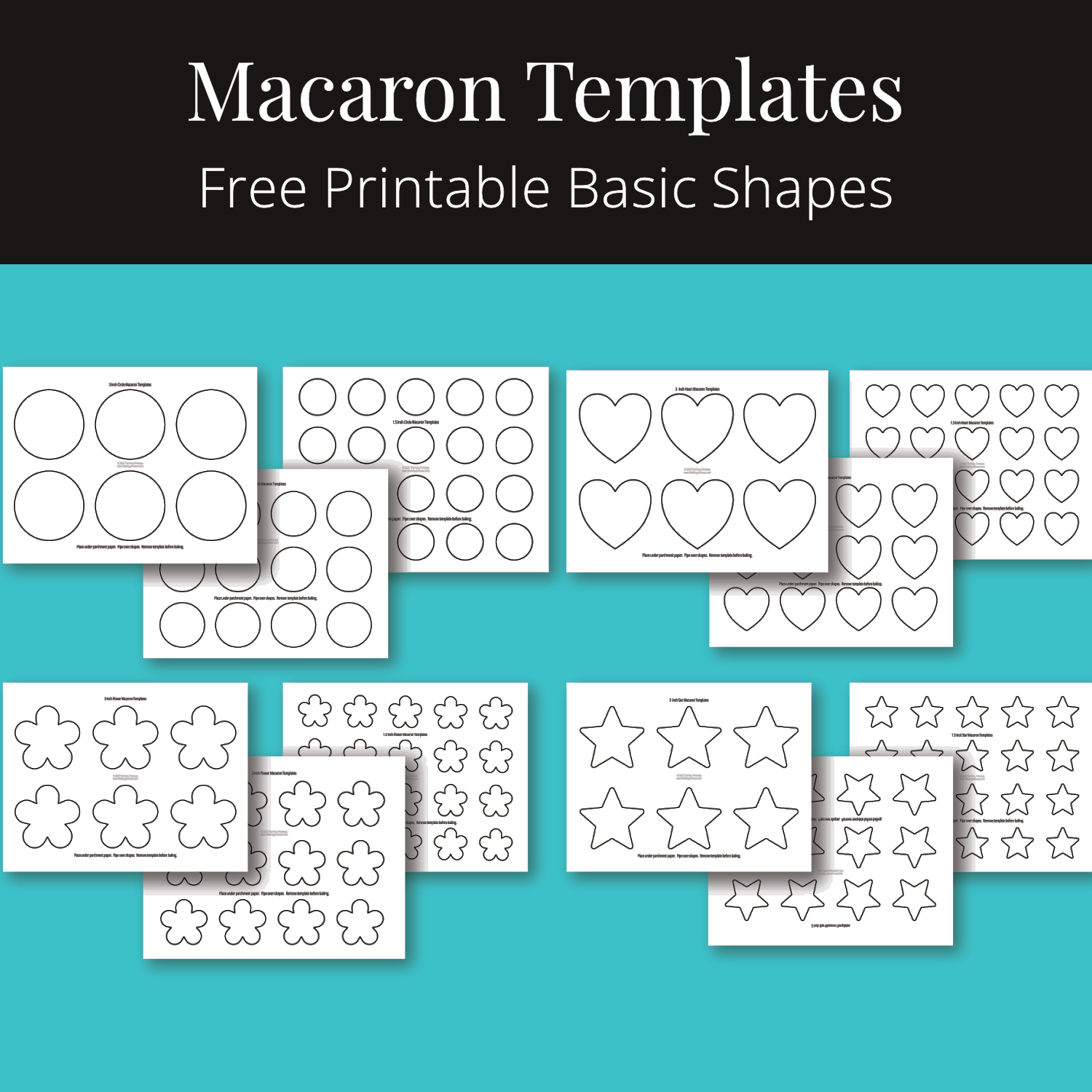 Macaron Templates Circle Heart Flower And Star Free Printable Basic Shapes