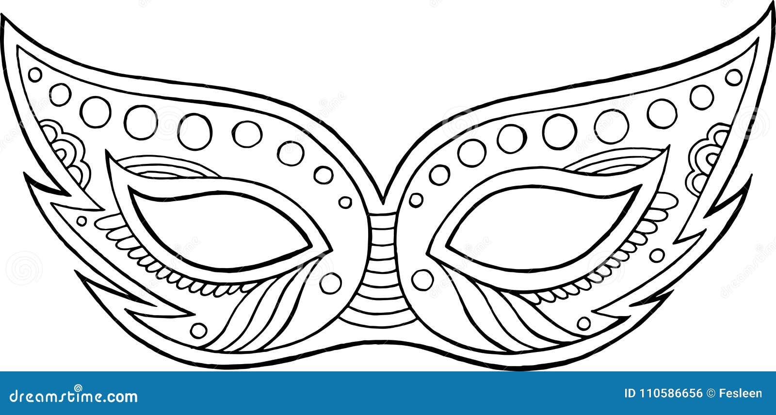 Mardi Gras Mask Outline Isolated Element Coloring Page For Ad Stock Vector Illustration Of Coloring Costume 110586656