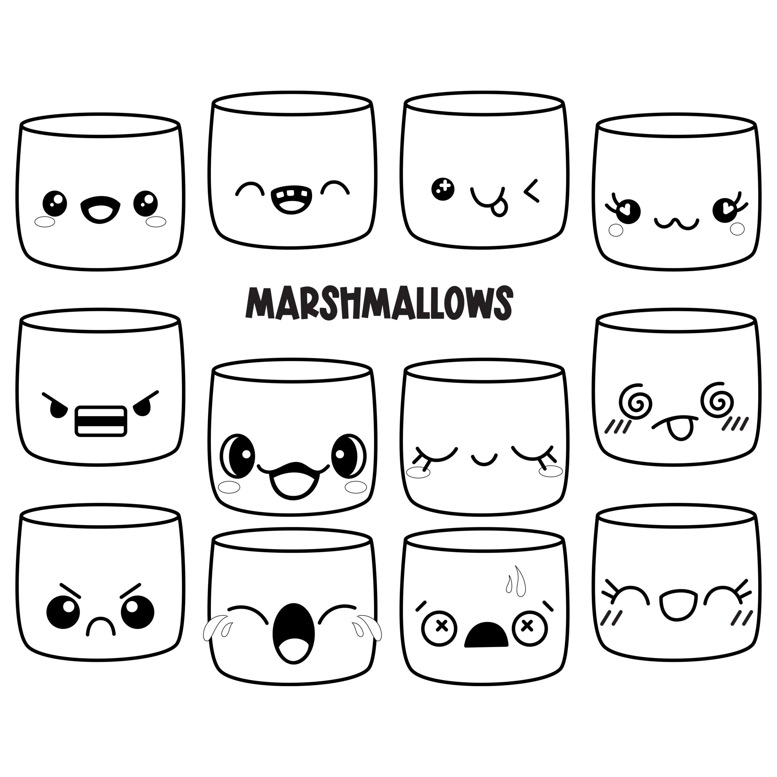 Marshmallow Clipart Kawaii Emotions Clip Art Commercial Use OK 