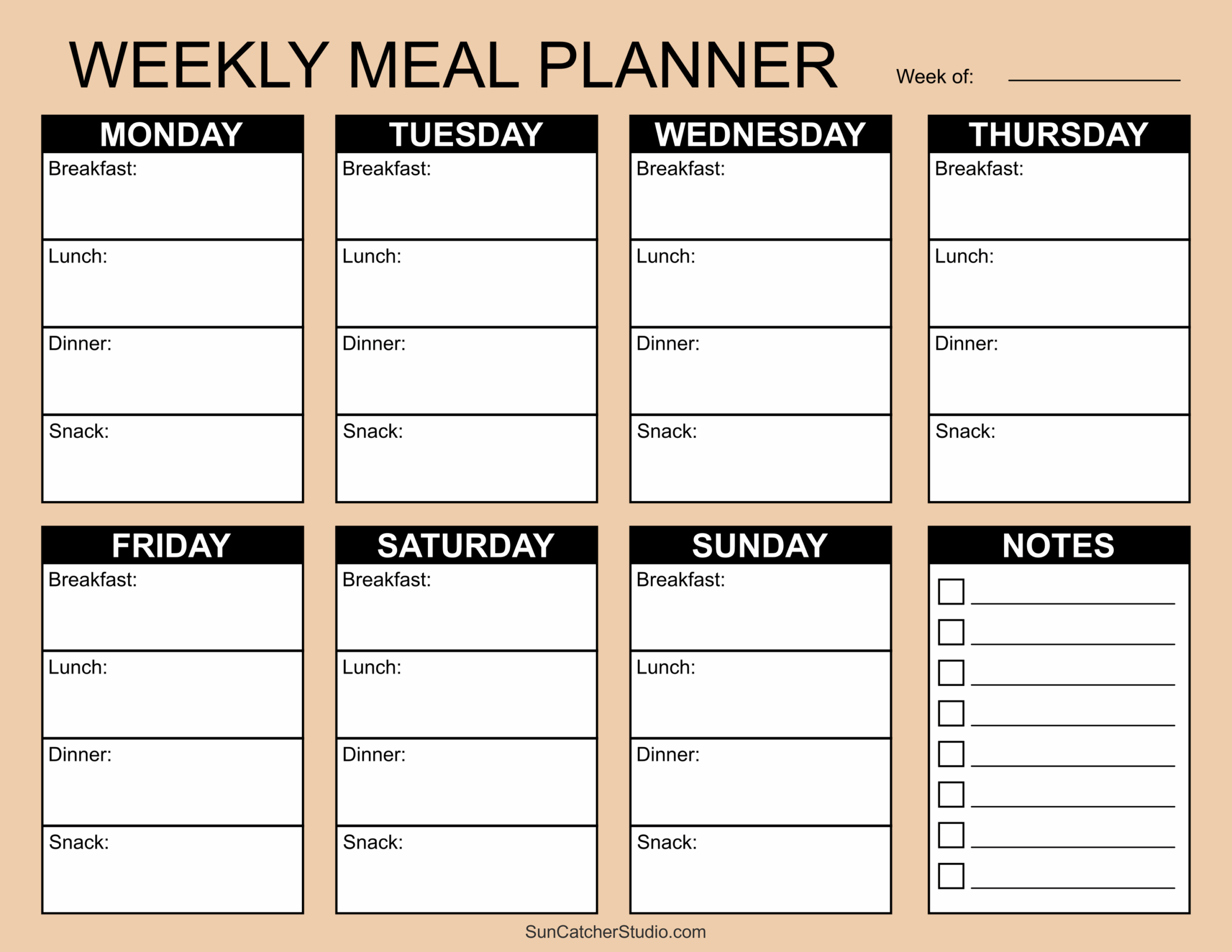 Meal Planners Printable Weekly Menu Templates PDF DIY Worksheets Library