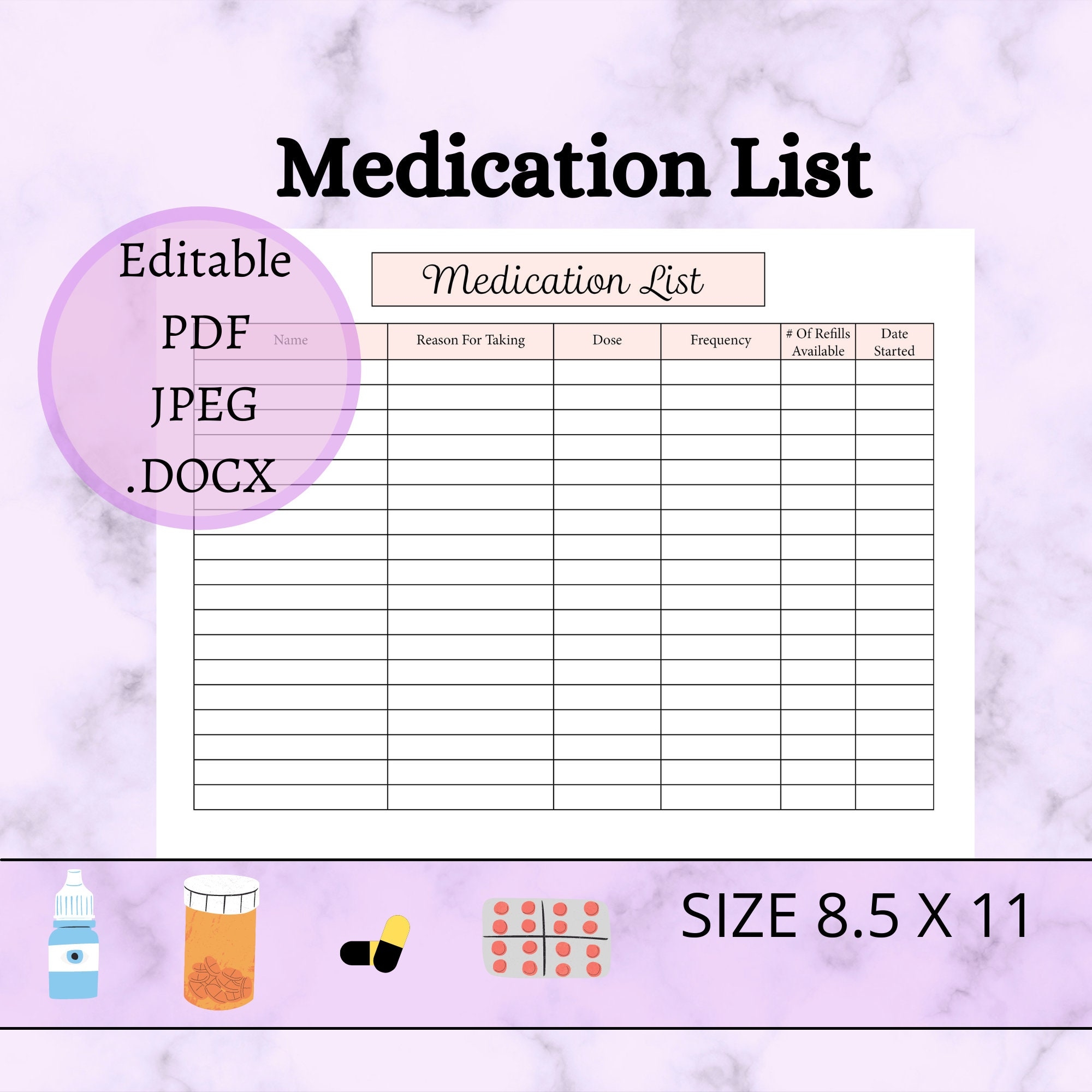 Free Printable Medication List Template Free Printable Medication List Template