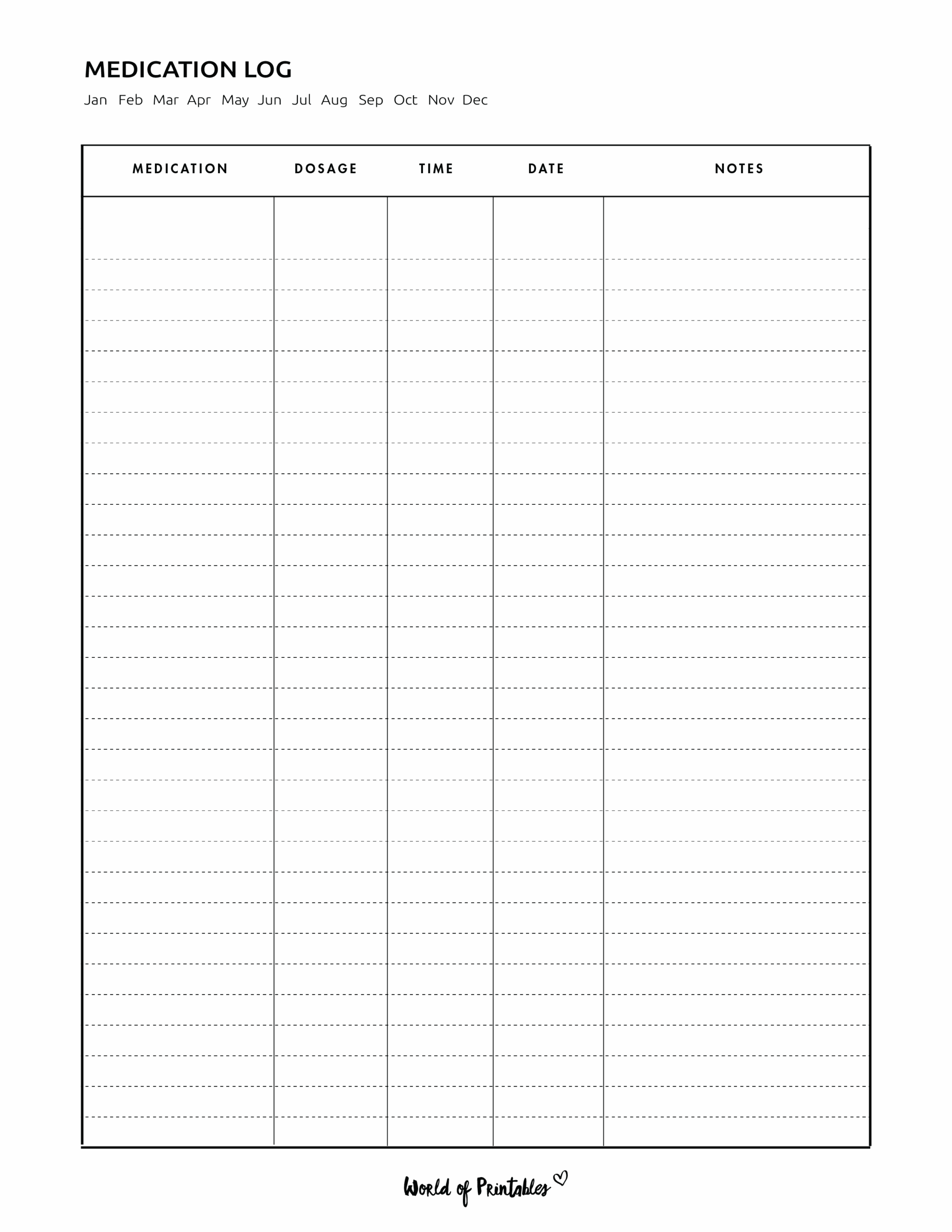 Free Printable Mar Template