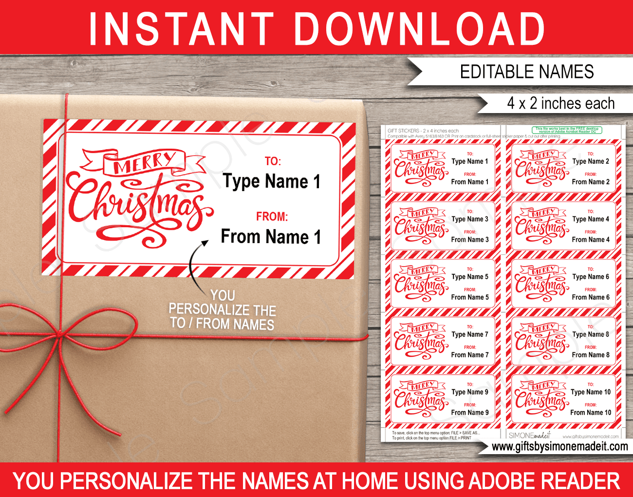 Merry Christmas Gift Labels Template Printable Stickers