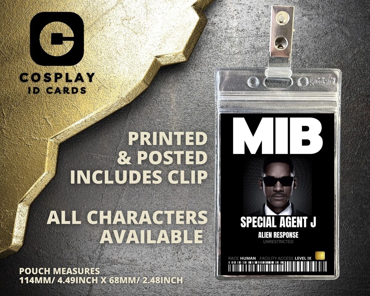 MIB Men In Black ID Badge Choose Character Costume Cosplay Prop ID Card