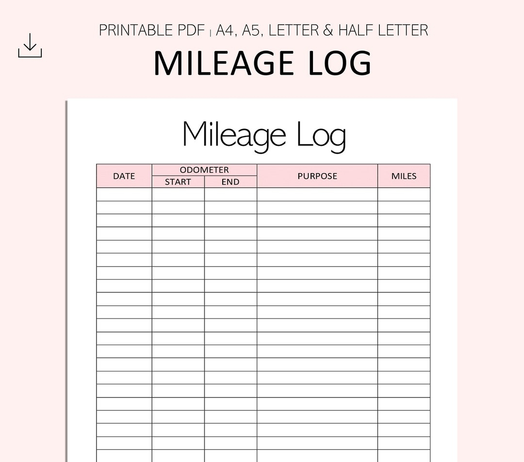 Free Printable Mileage Log Template