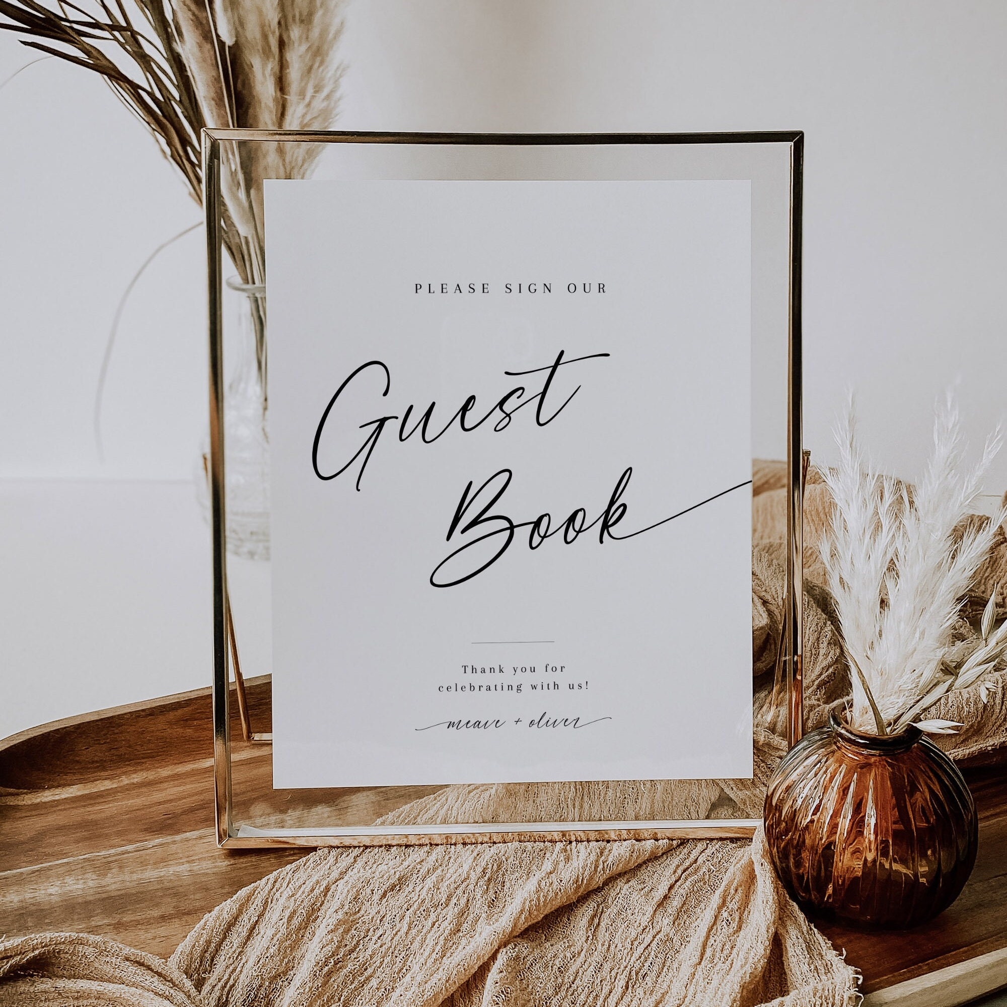 Minimalist Wedding Guest Book Sign Please Sign Our Guestbook Sign 