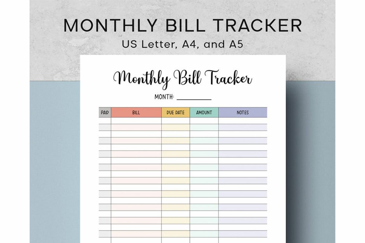 Monthly Bill Payment Tracker Printable Bill Pay 1368168 