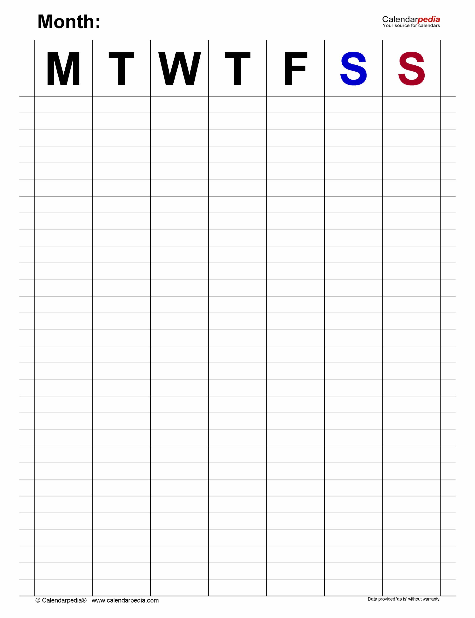 Monthly Planner Template Printable Free