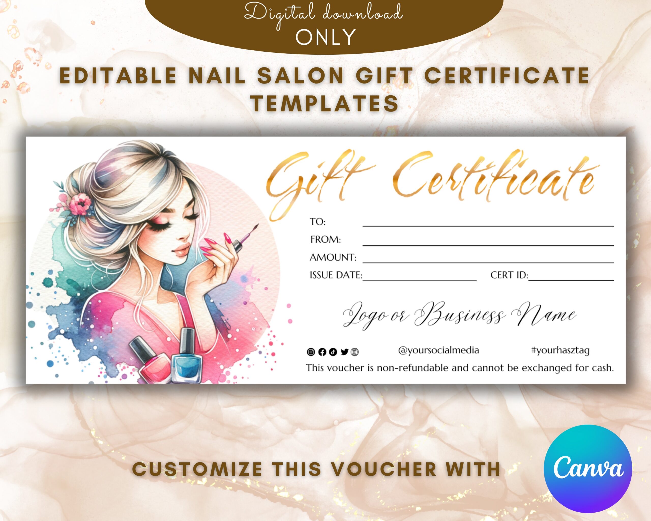 Nail Salon Gift Certificate Template Elegant Manicure Gift Card Worksheets Library