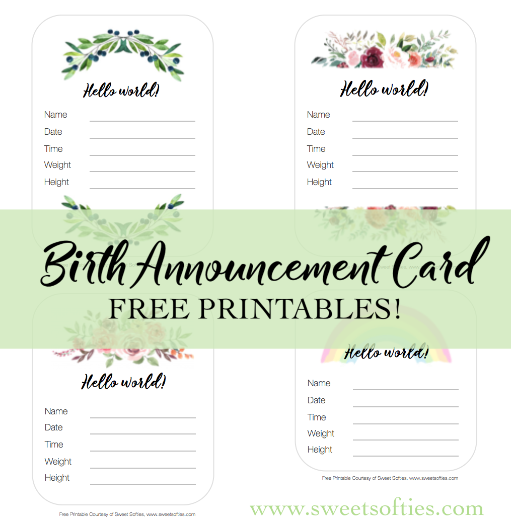 Newborn Baby Birth Announcement Cards FREE Printables Sweet Newborn Baby Birth Announcement Cards FREE Printables Sweet