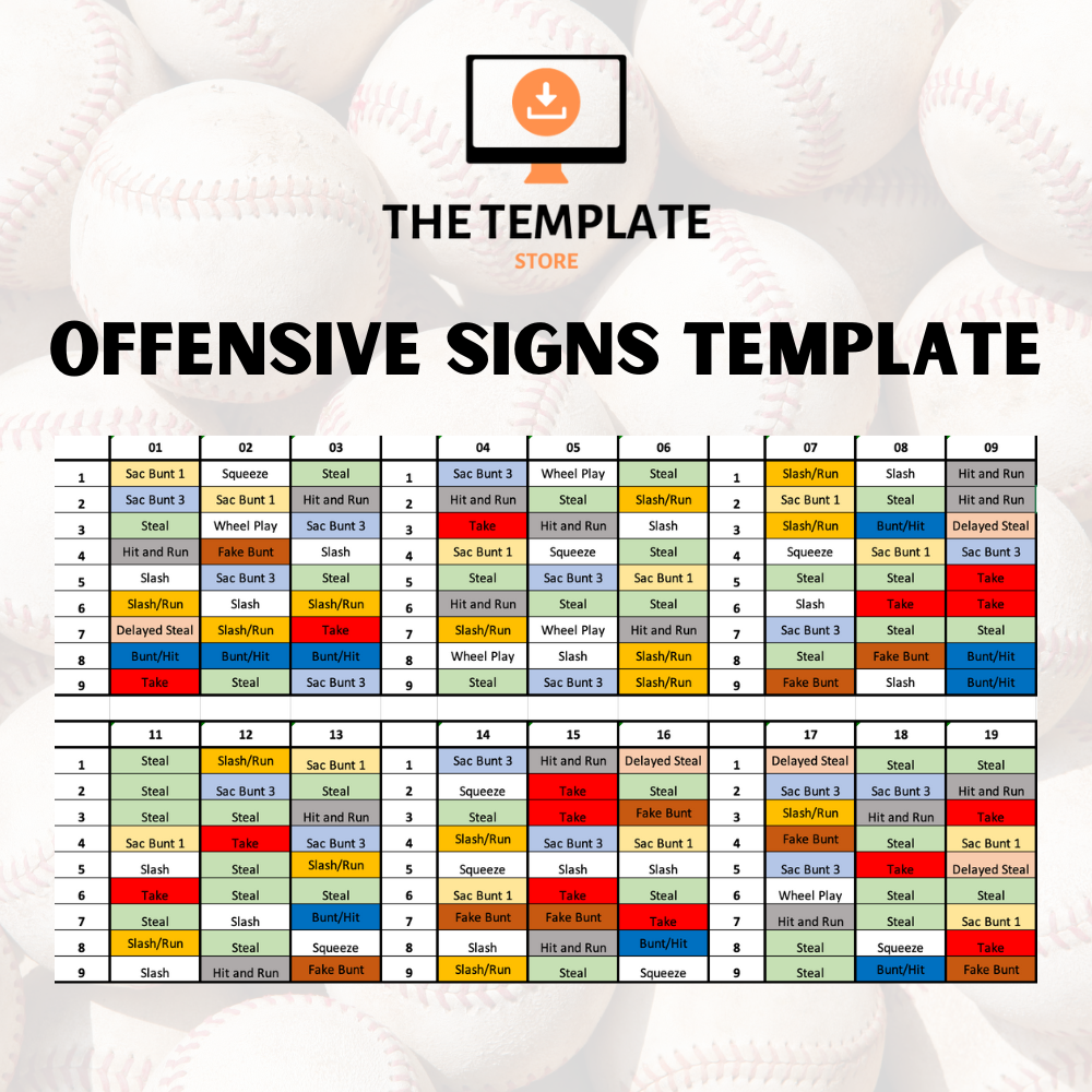 Offensive Signs Wristband Template Where Coaches Collab