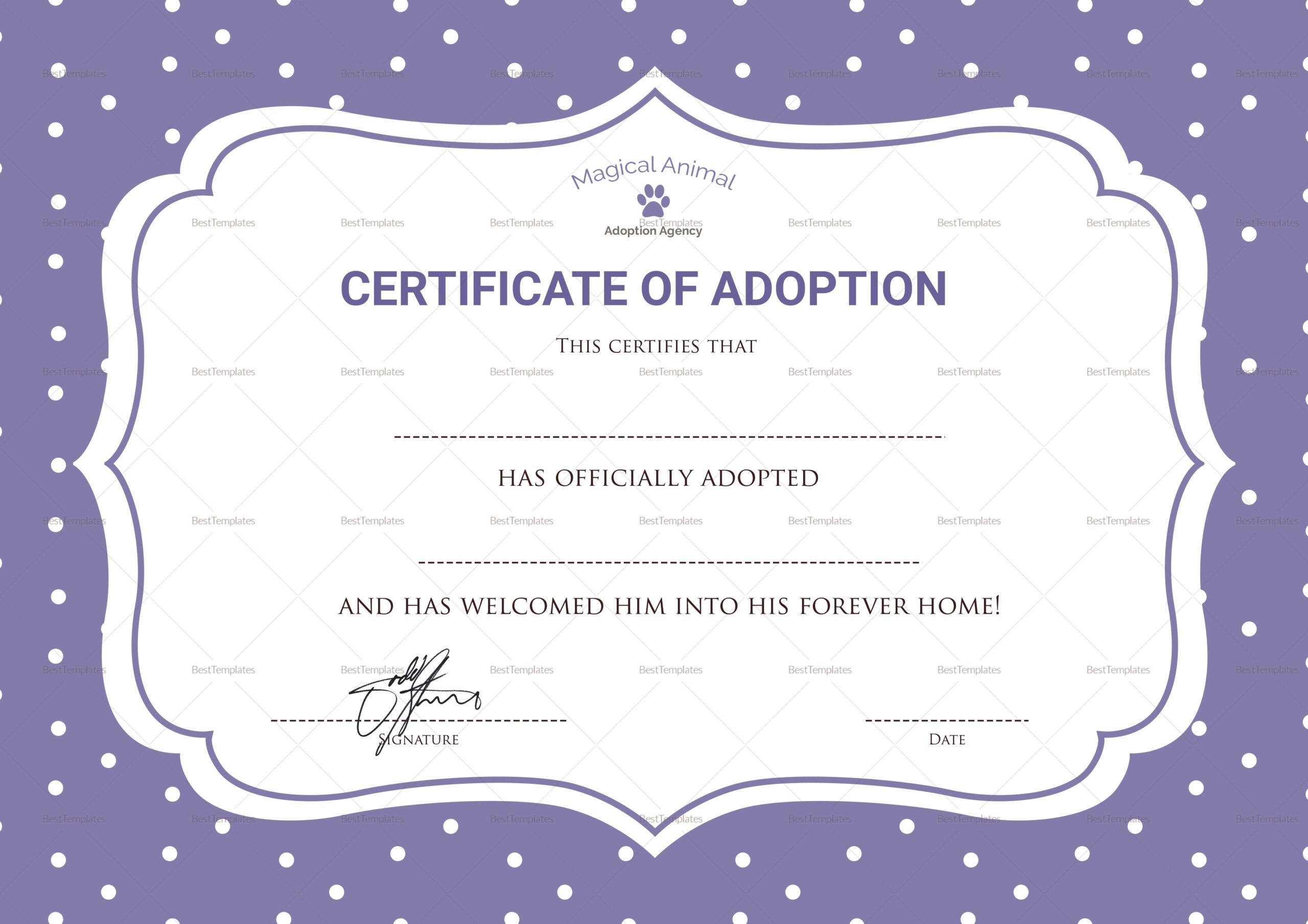 Official Adoption Certificate Design Template In PSD Word Official Adoption Certificate Design Template In PSD Word
