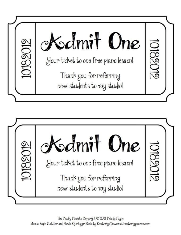 One Free Ticket Template Clip Art Library Worksheets Library