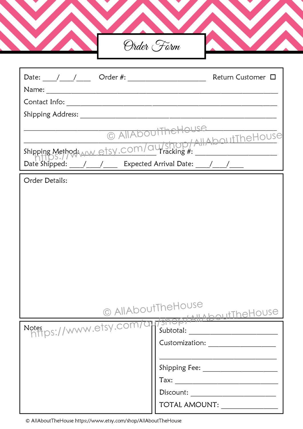 Free Order Form Template Printable
