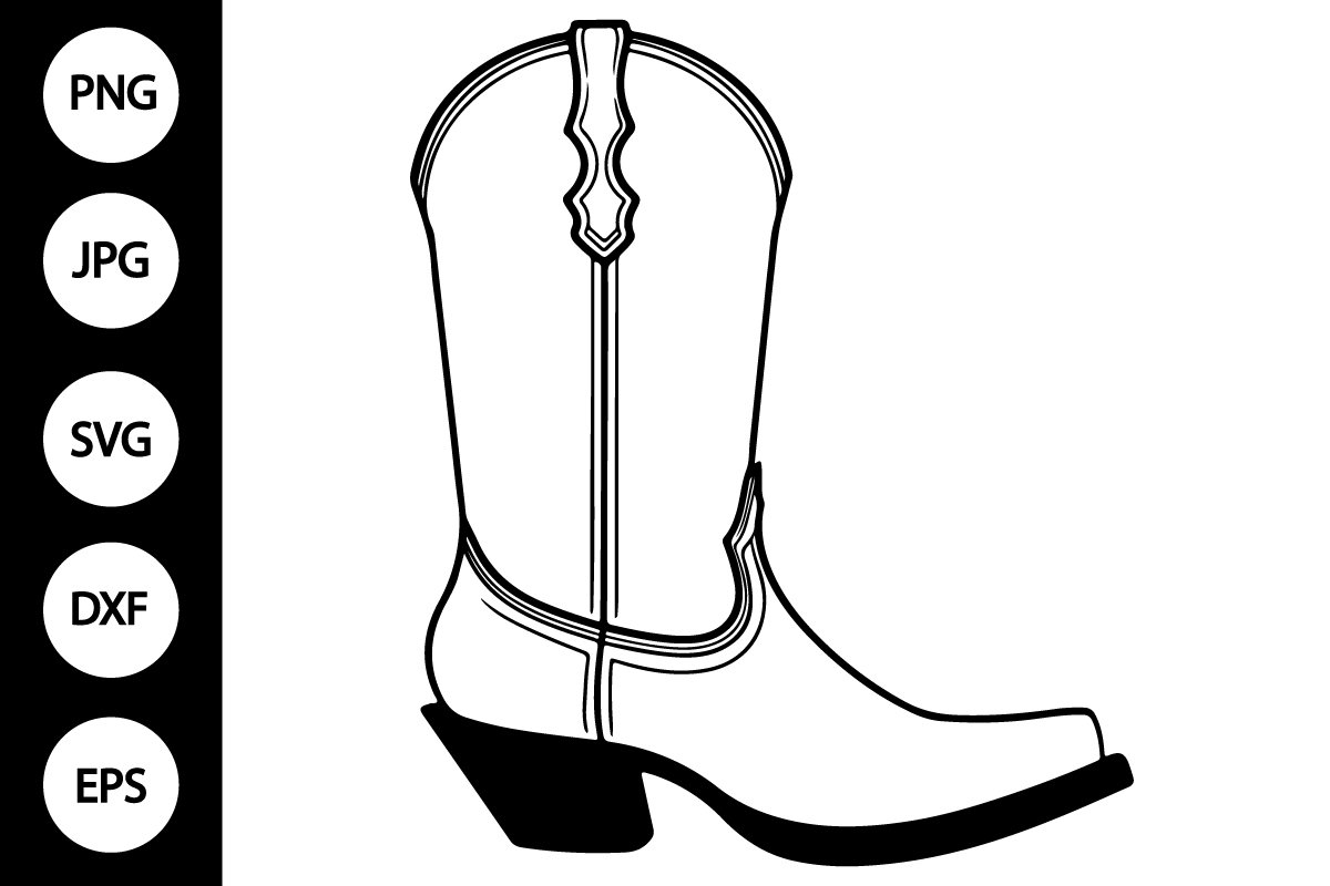 Outline Cowboy Boot SVG Coloring Page 3088874