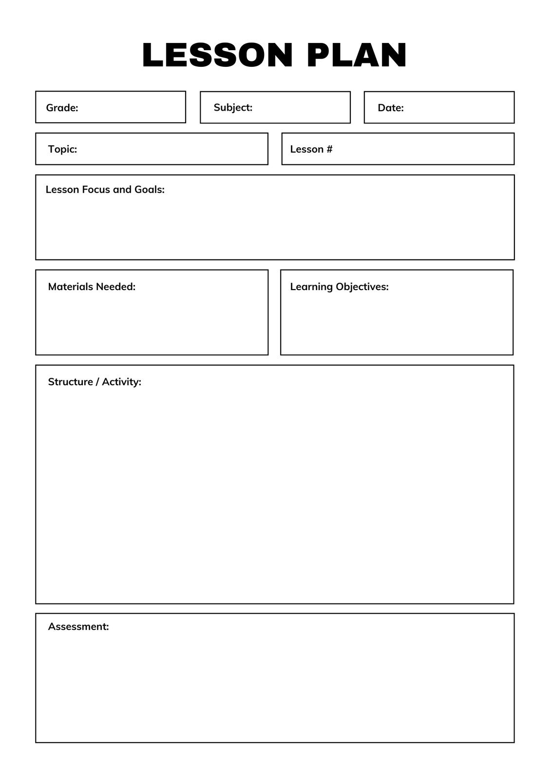 Page 2 Free Printable Customizable Weekly Lesson Plan Templates Canva