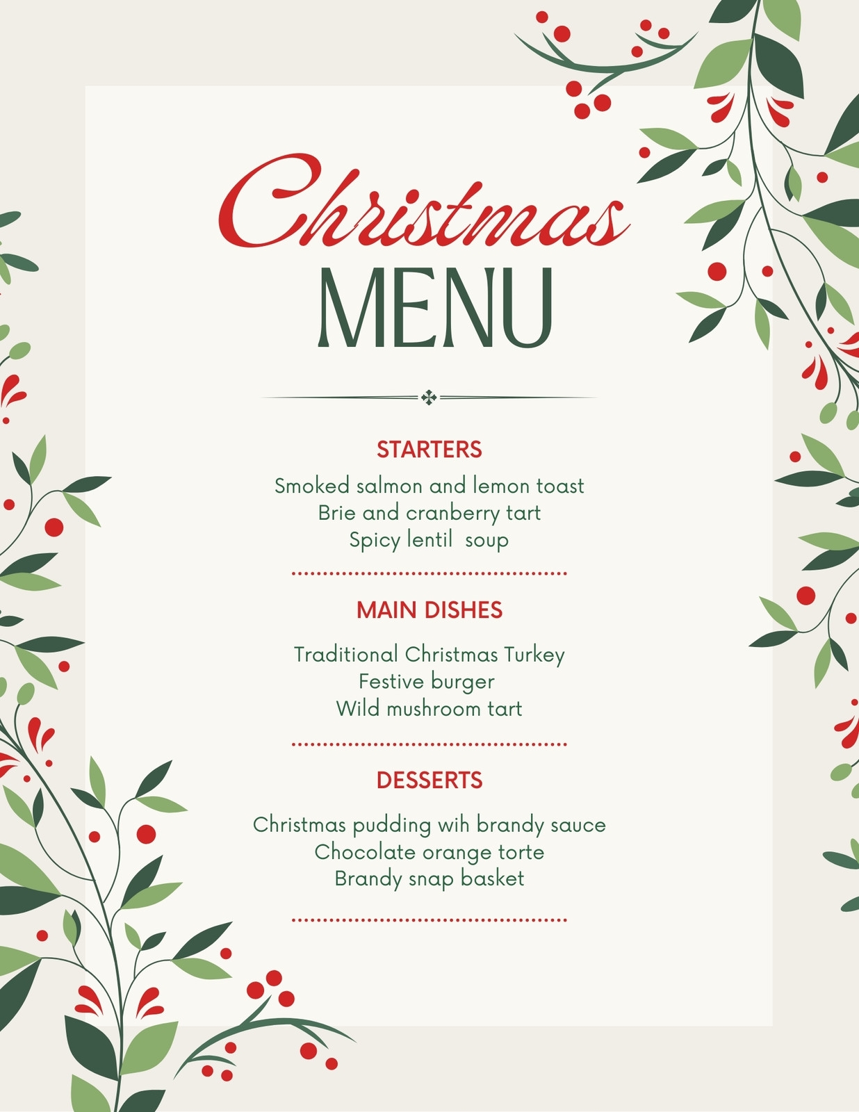 Page 4 Free Printable And Customizable Dinner Party Menu Templates Canva
