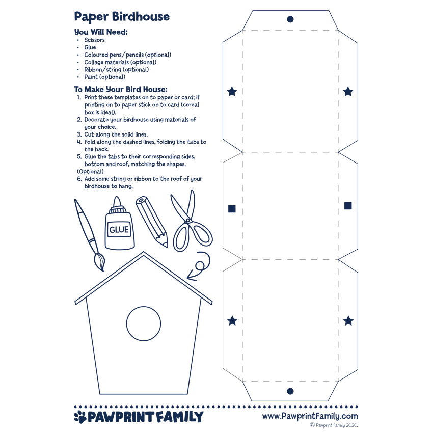 Paper Birdhouse Pawprint Family Paper Birdhouse Pawprint Family