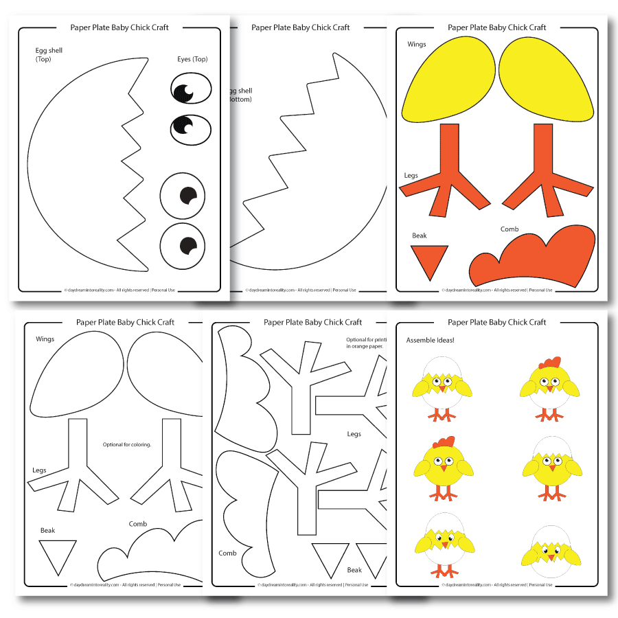 Paper Plate Baby Chick Craft Free PDF Template Daydream Into 