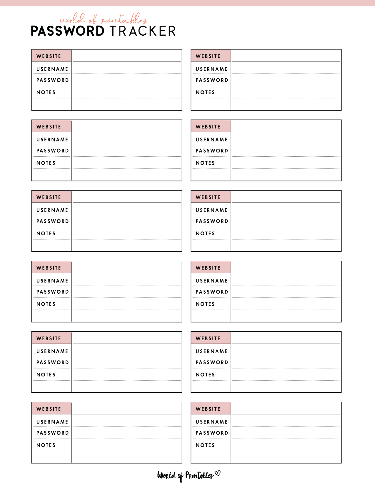 Password Logs 25 Free Password Templates World Of Printables