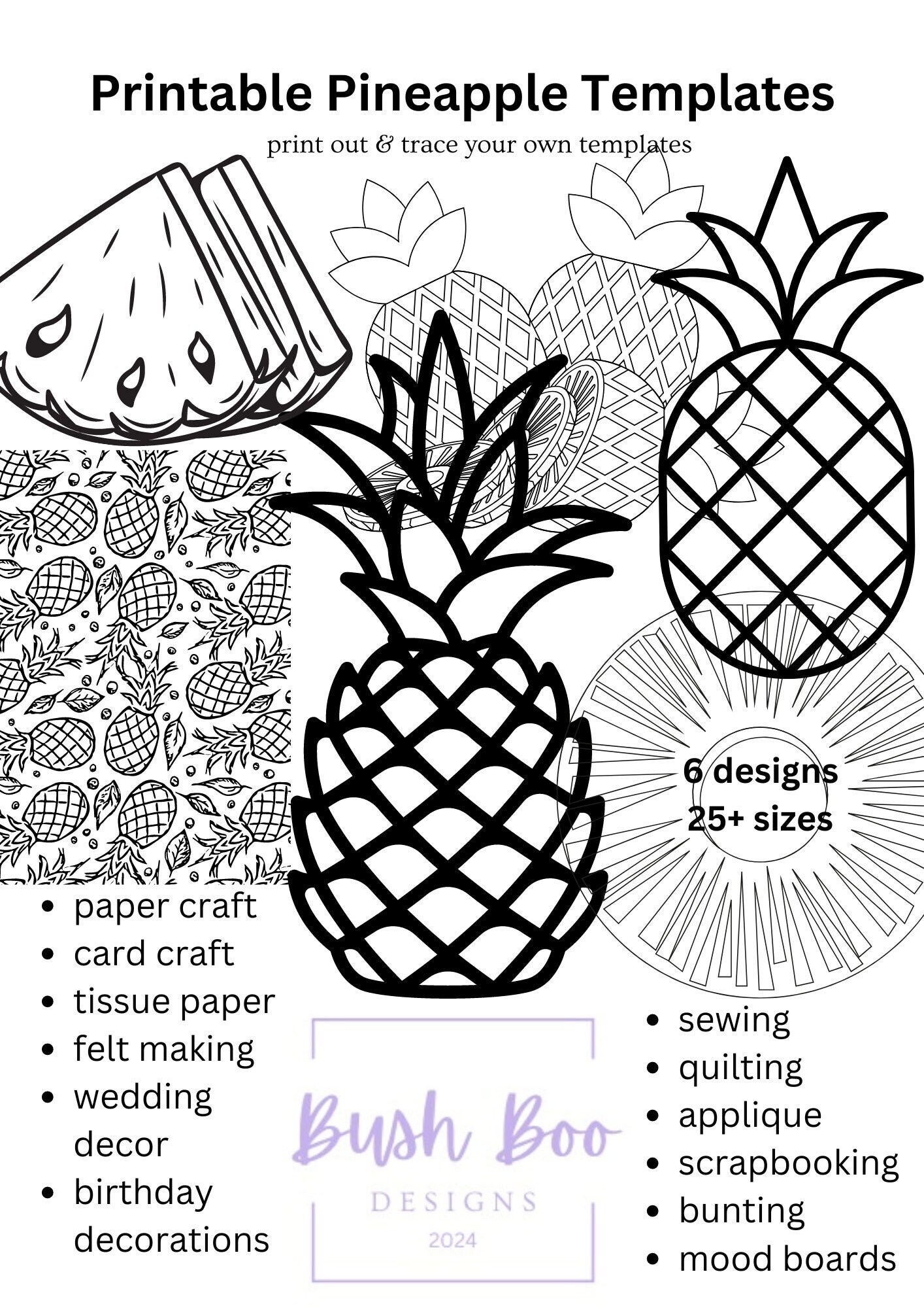 Pineapple Templates For Tropical Art 7 Page Fruit Templates Paper 