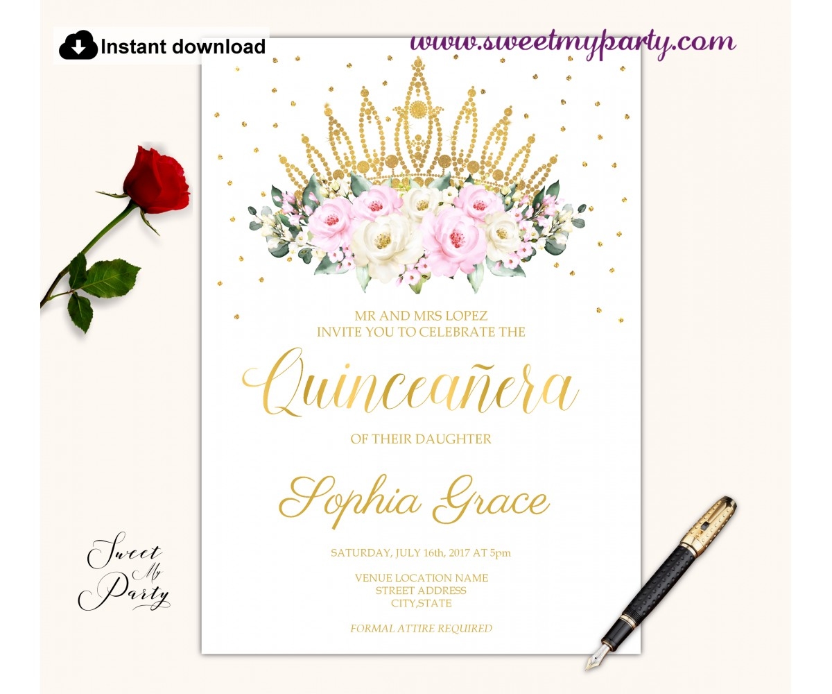 Blank Free Printable Quinceanera Invitation Templates