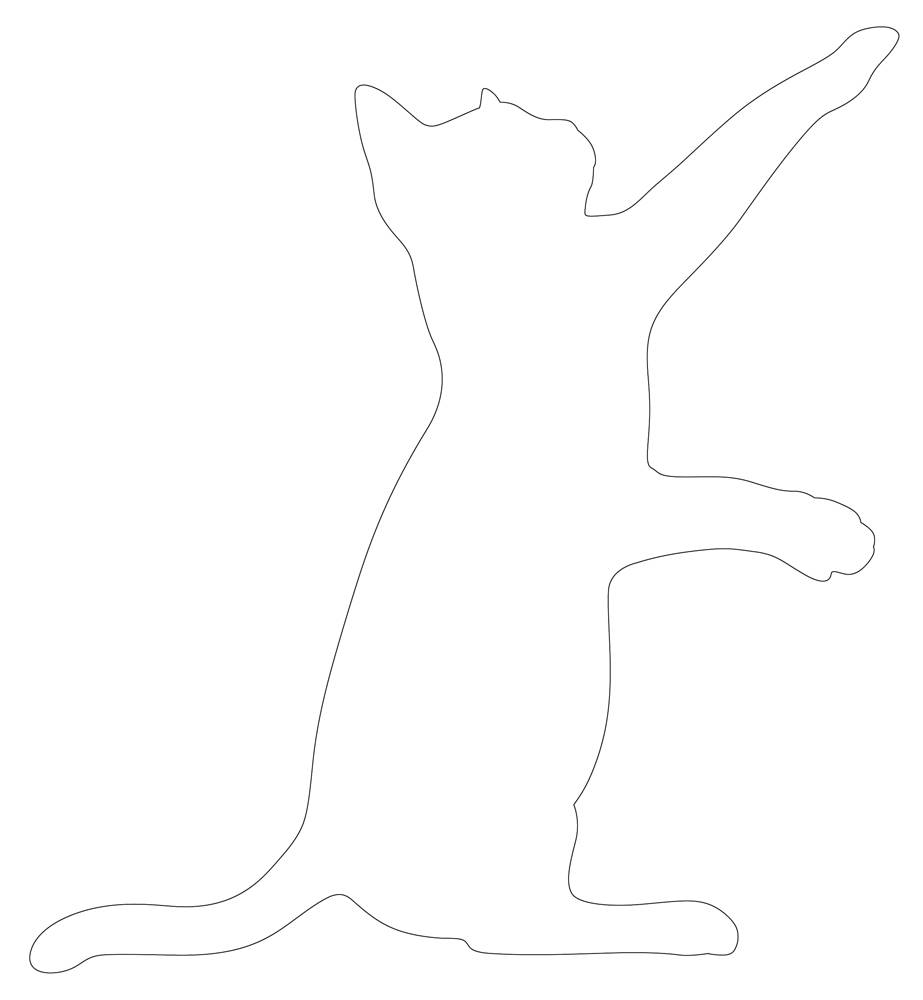 Playful Cat Outline Free Printable Coloring Page