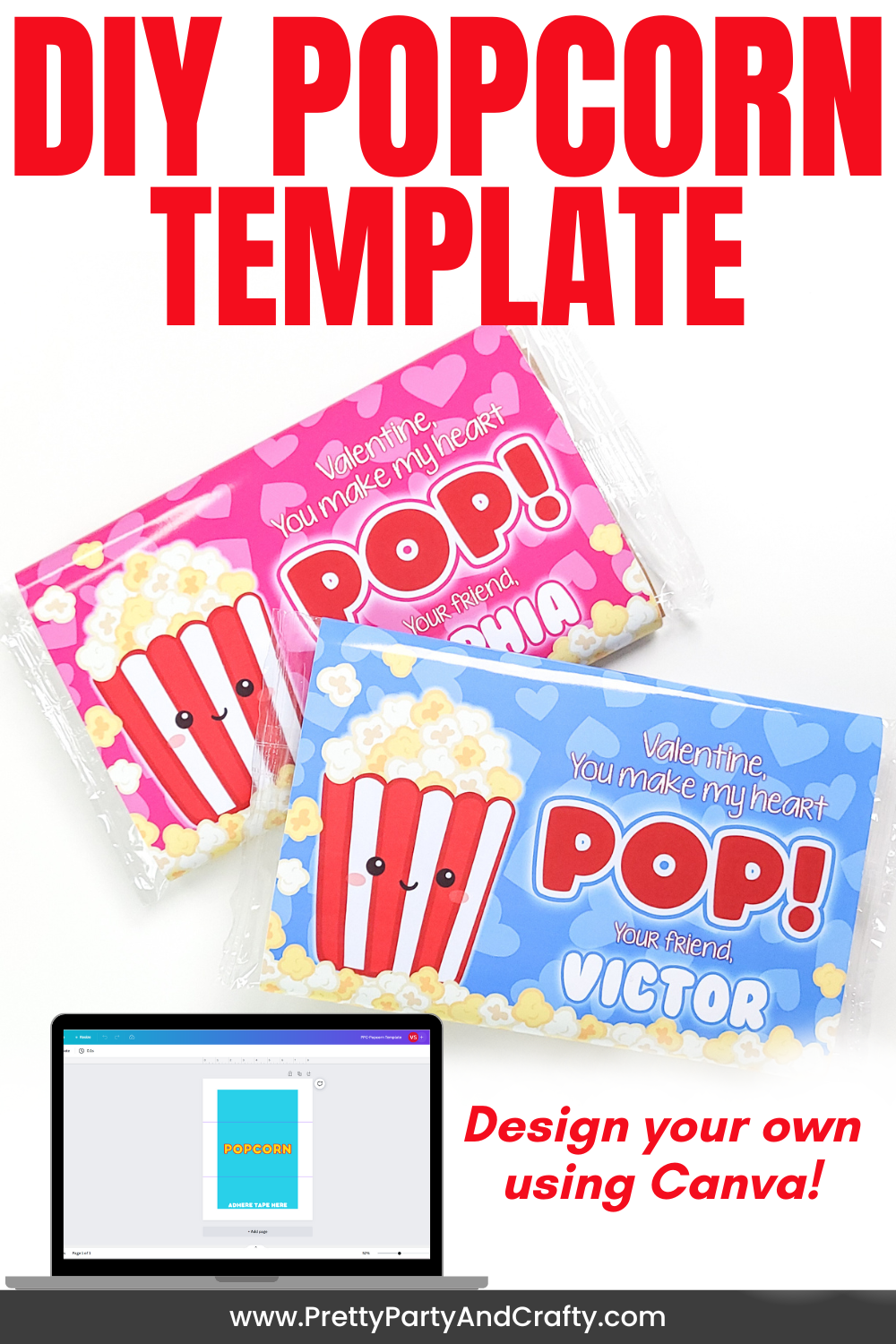 Popcorn Template Printable Wrapper Pretty Party U0026 Crafty