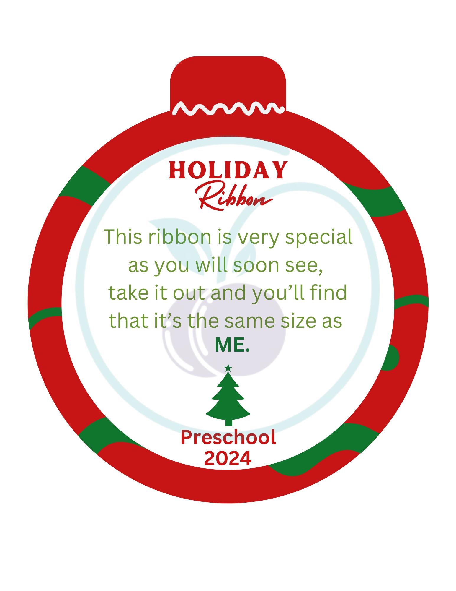 Preschool Christmas Ribbon Gift Tag Printable Kids Christmas Ribbon Ornament Keepsake Digital Height Ribbon School Ribbon Preschool Parent Etsy Canada