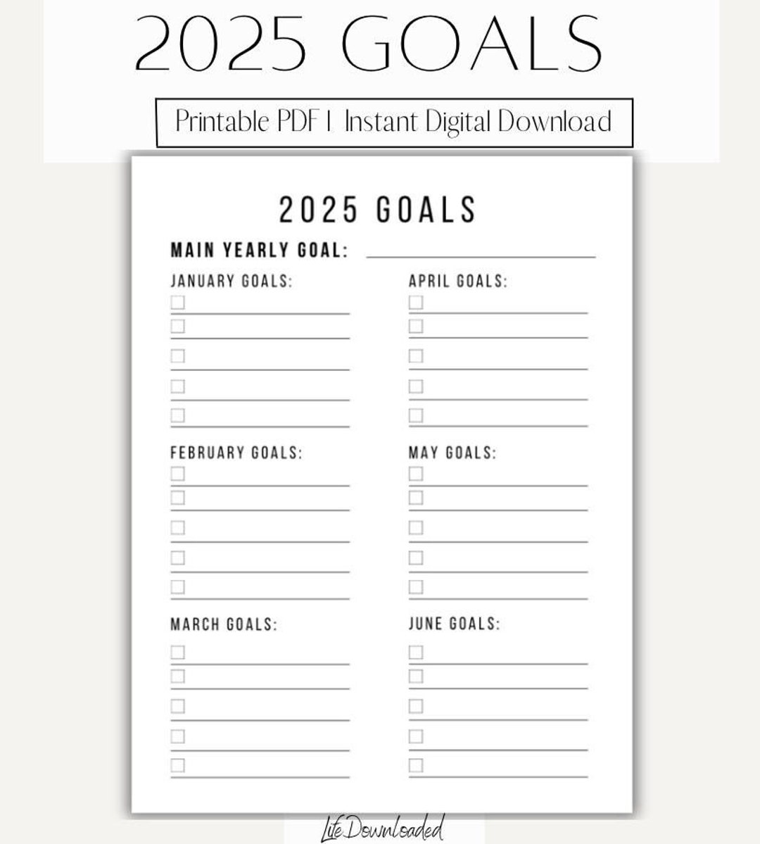 Printable 2025 Yearly And Monthly Goals Template L Instant Digital Download L Letter Size L PDF Etsy