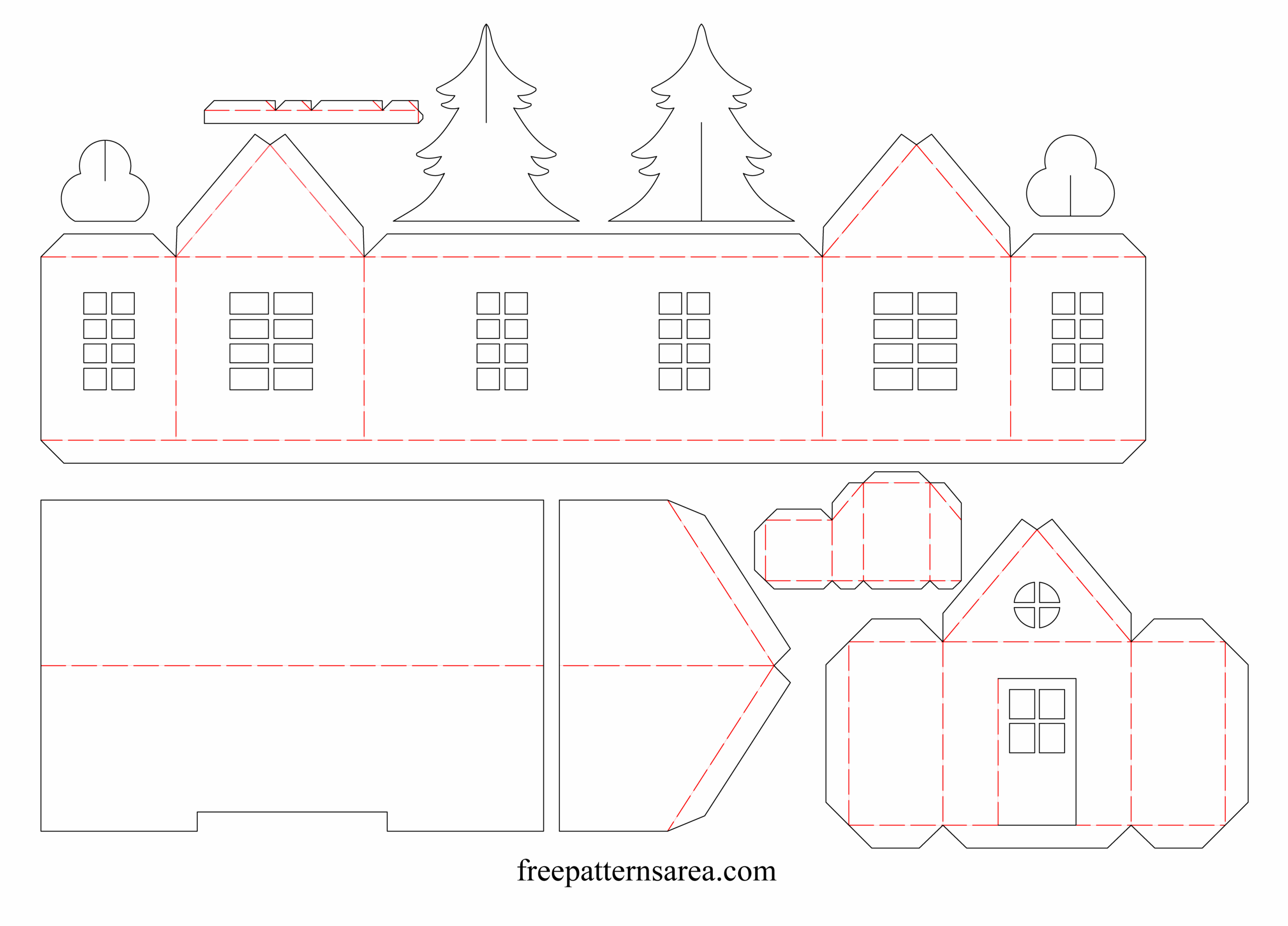 Printable 3D Paper House Template For Craft FreePatternsArea