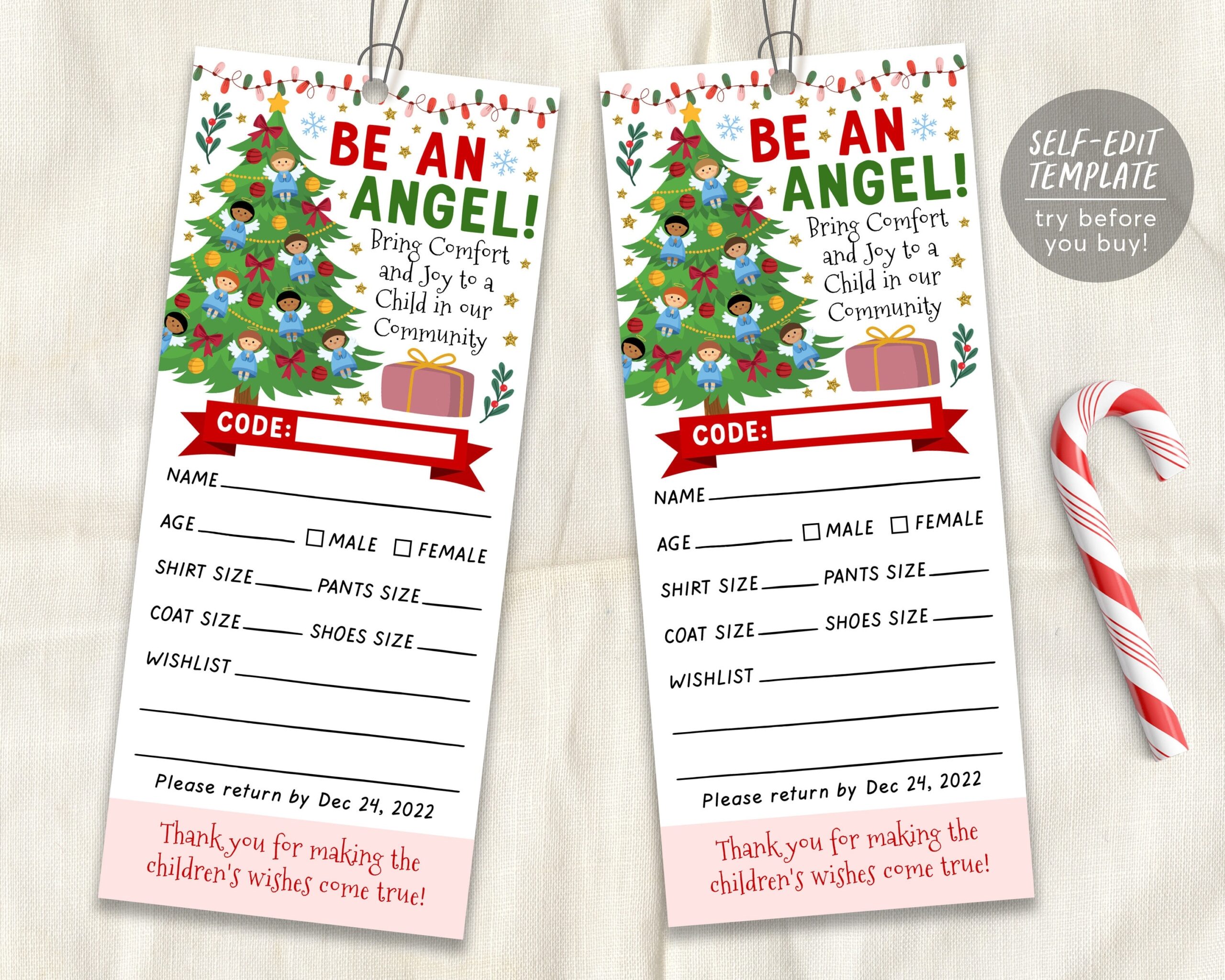 Printable Angel Tree Tags Etsy