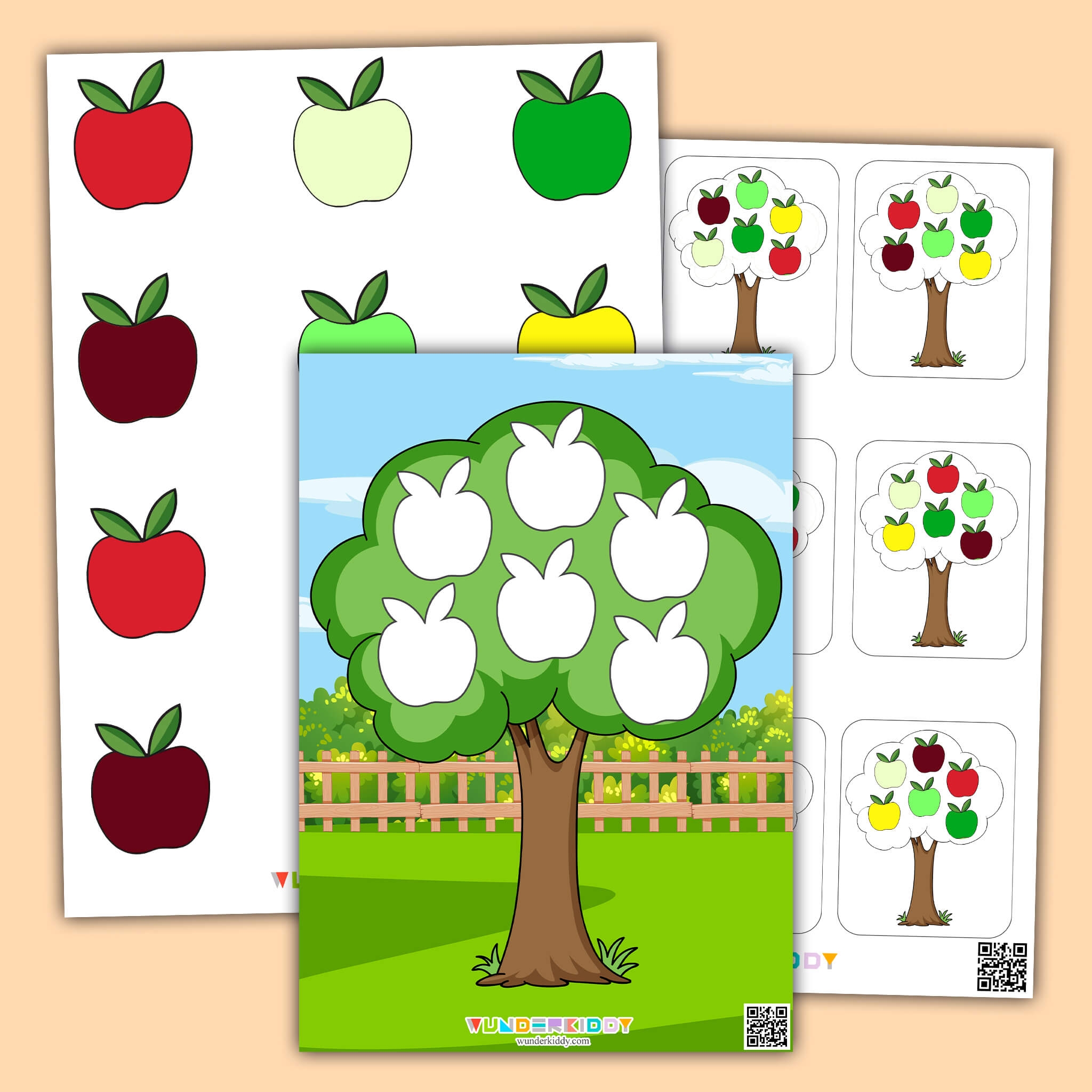 Printable Apple Tree Pattern Activity For Kindergarten