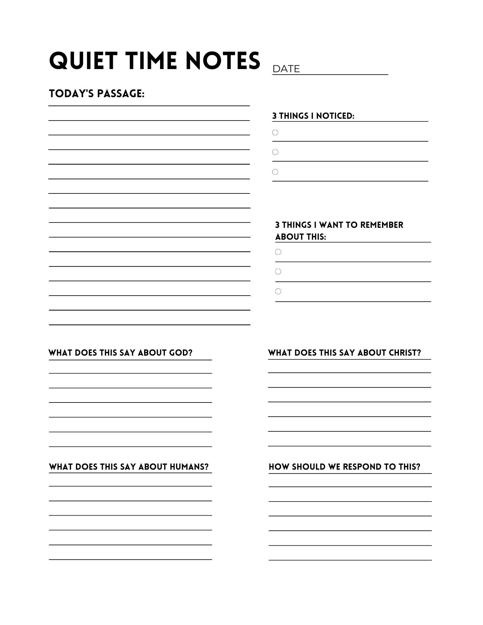 Printable Bible Study Note Template
