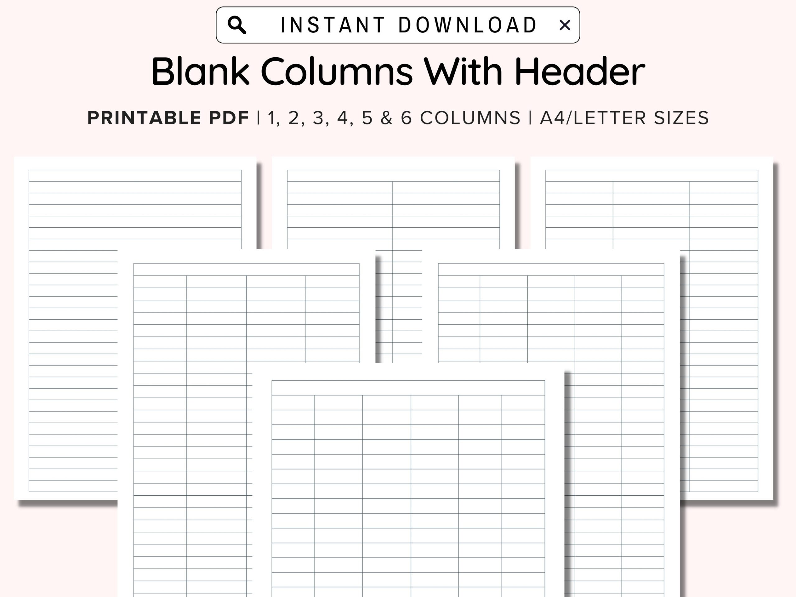 Free Printable Blank 5 Column Template