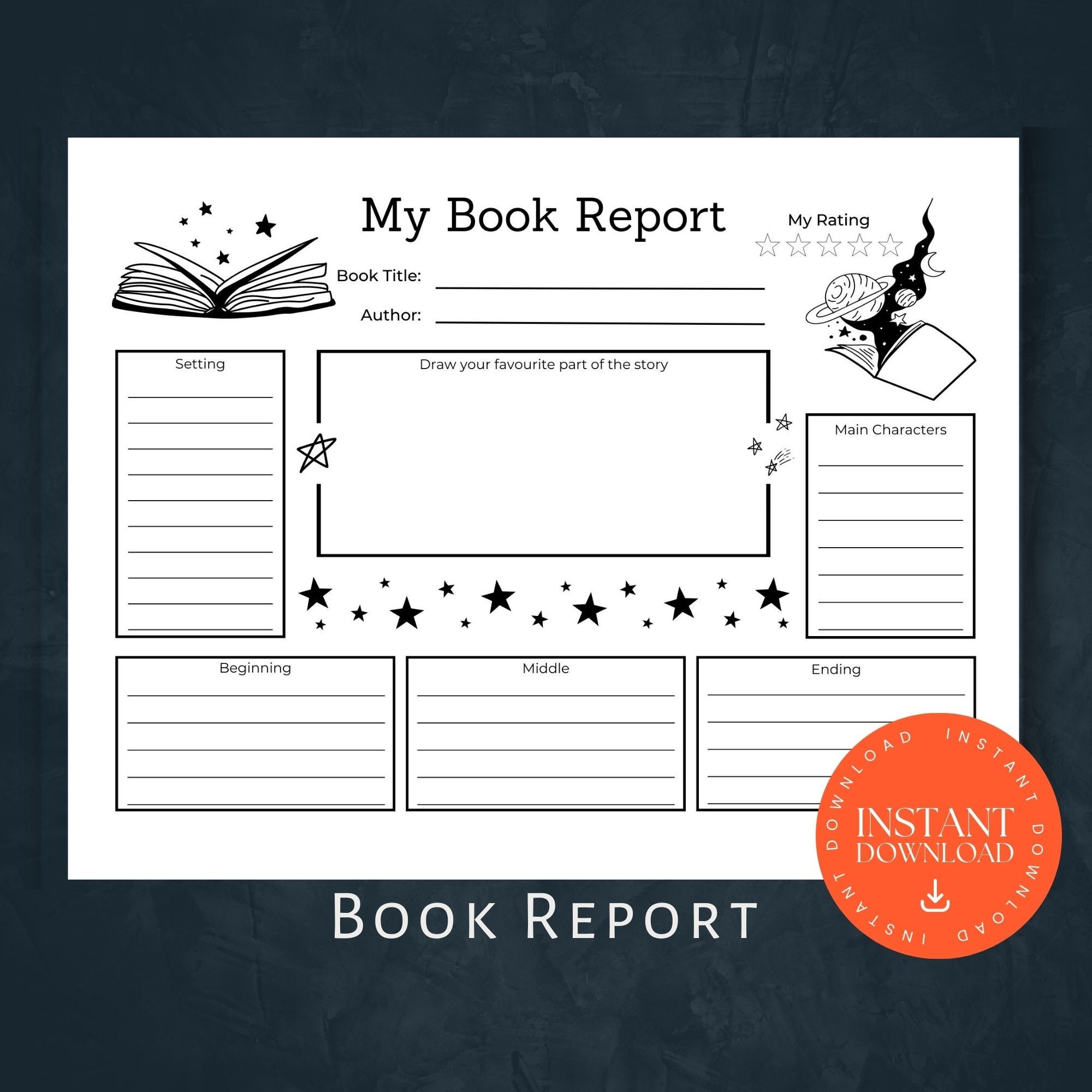 Printable Book Report INSTANT DOWNLOAD Printable Activity Book