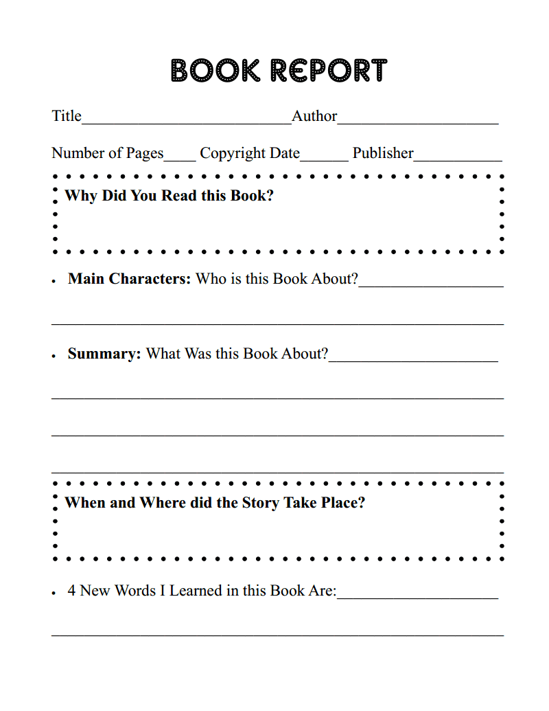 Printable Book Report Page All Things With Purpose Printable Book Report Page All Things With Purpose