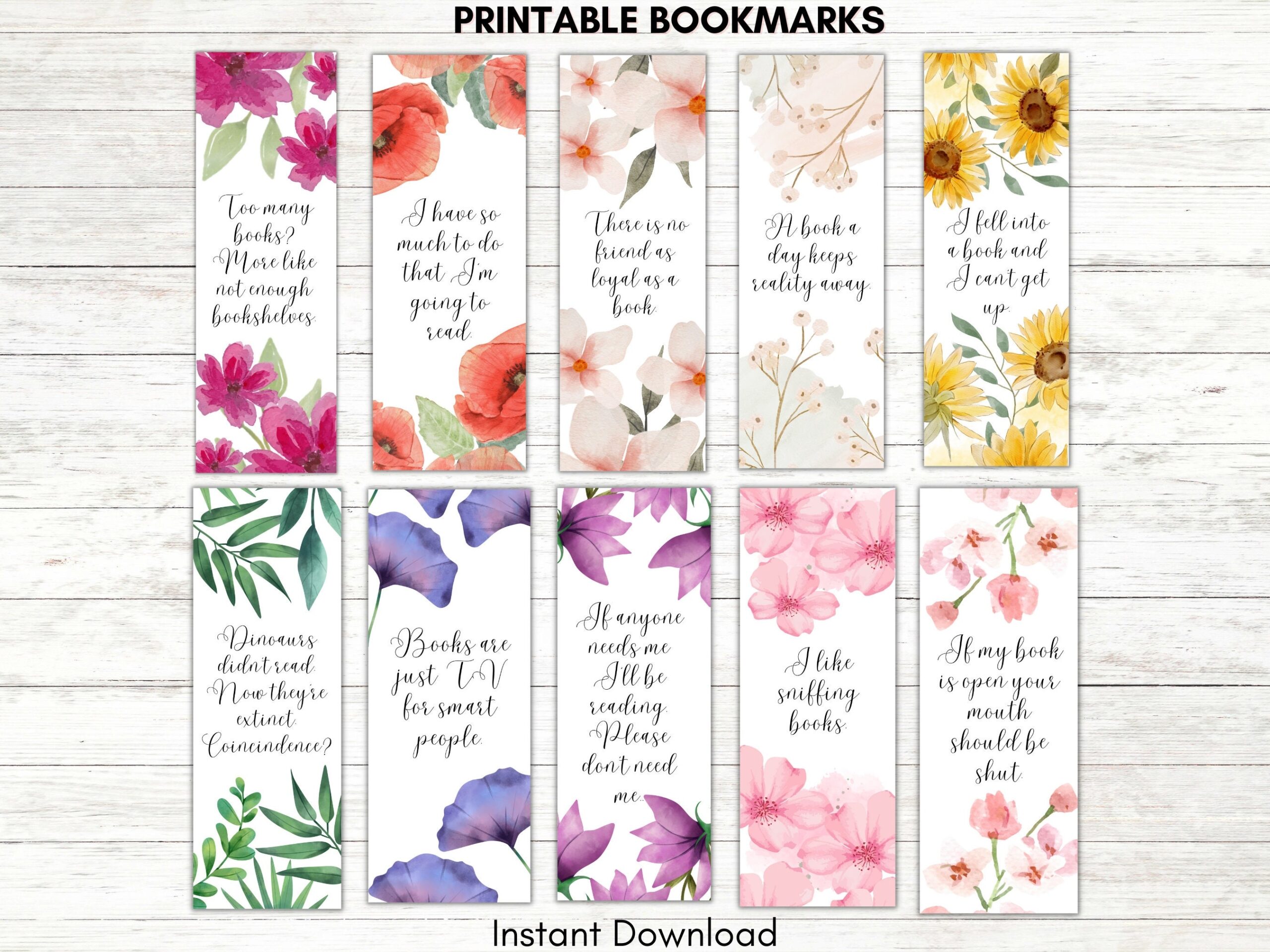 Printable Bookmarks Template Printable Bookmarks Set Bookmarks 