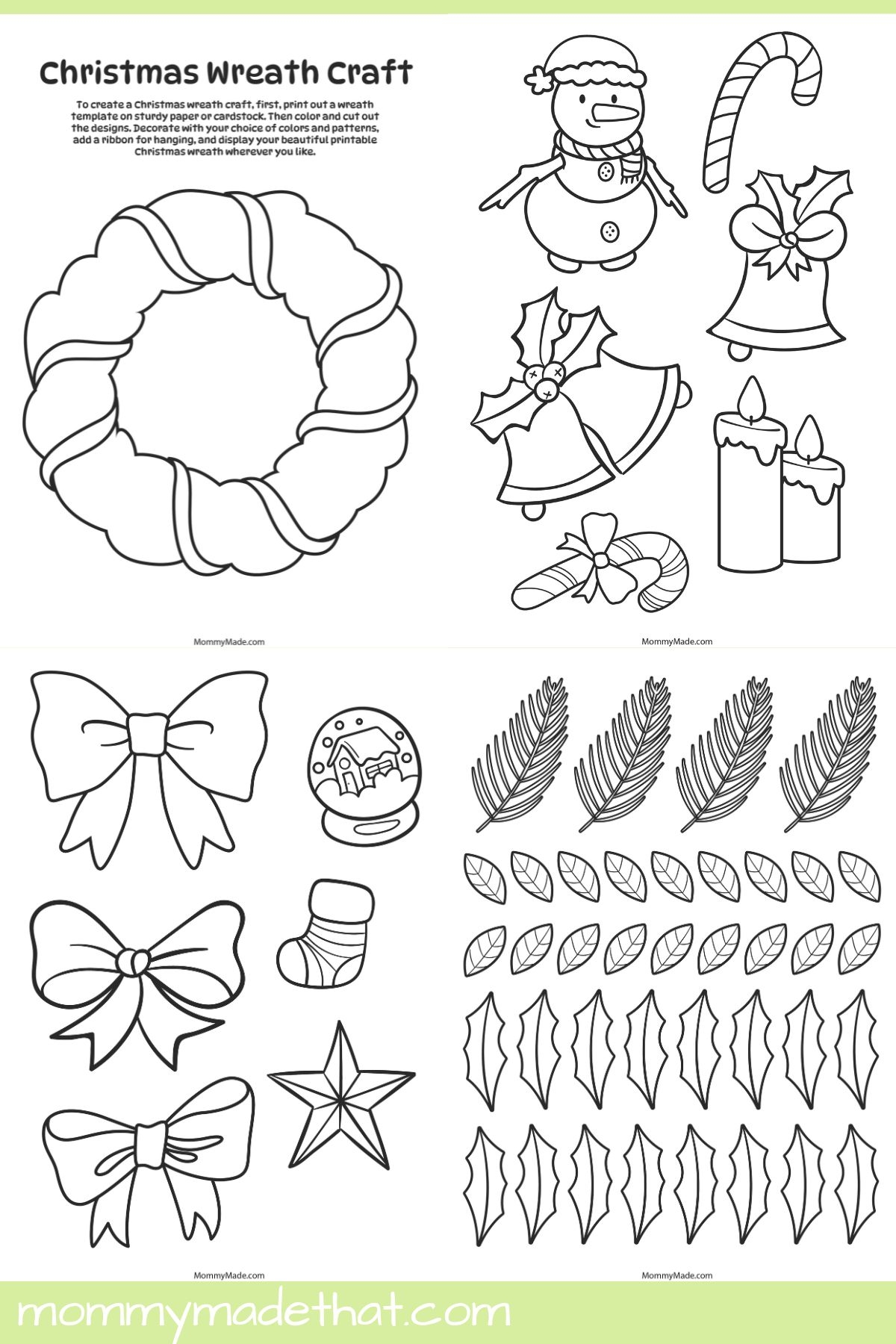Printable Christmas Wreath Craft Free Templates 