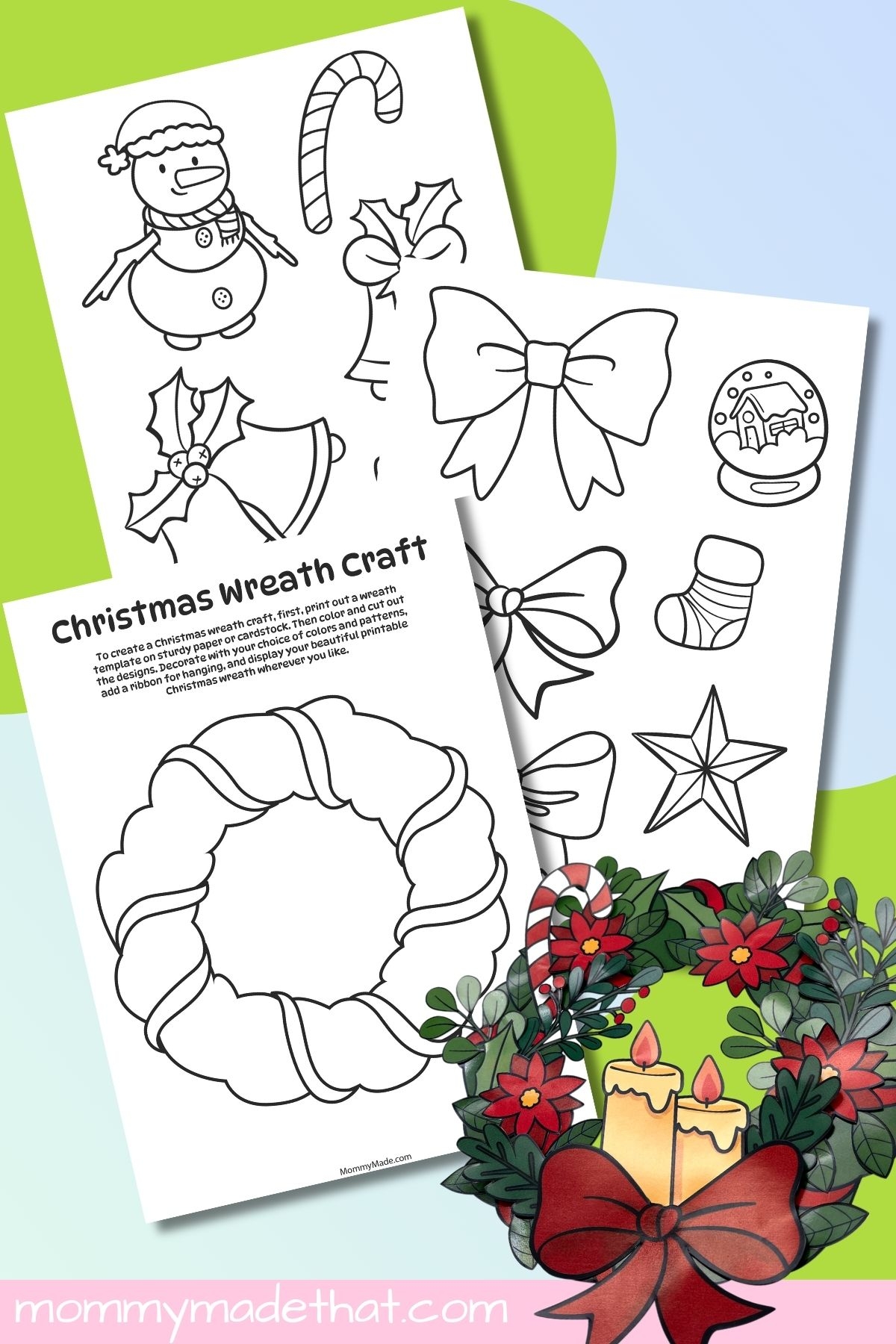 Printable Christmas Wreath Craft Free Templates 