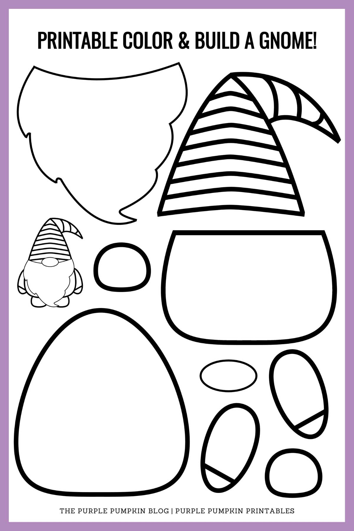 Printable Color U0026 Build A Christmas Gnome Gonk 
