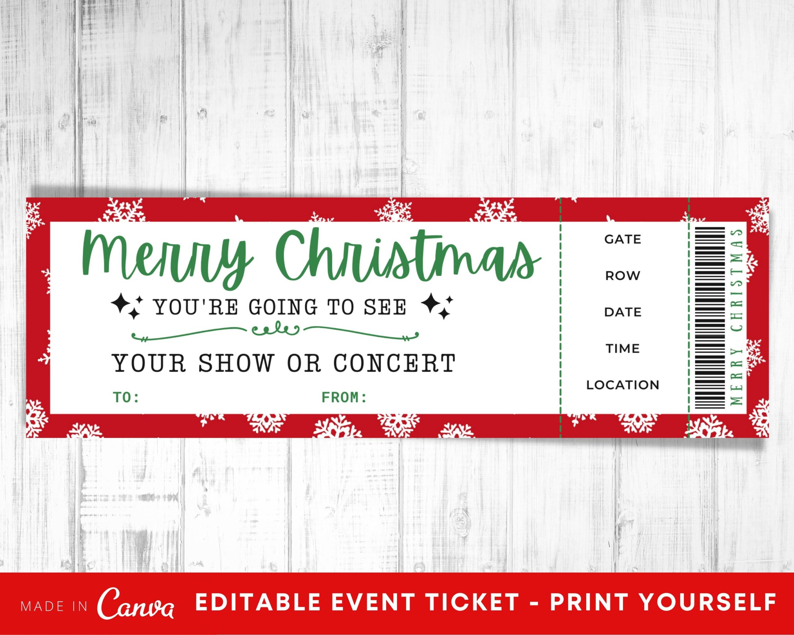 Printable Concert Ticket Christmas Gift Idea Editable Event Ticket Xmas Gift Print Yourself Ticket Present Surprise Concert Ticket Gift Etsy
